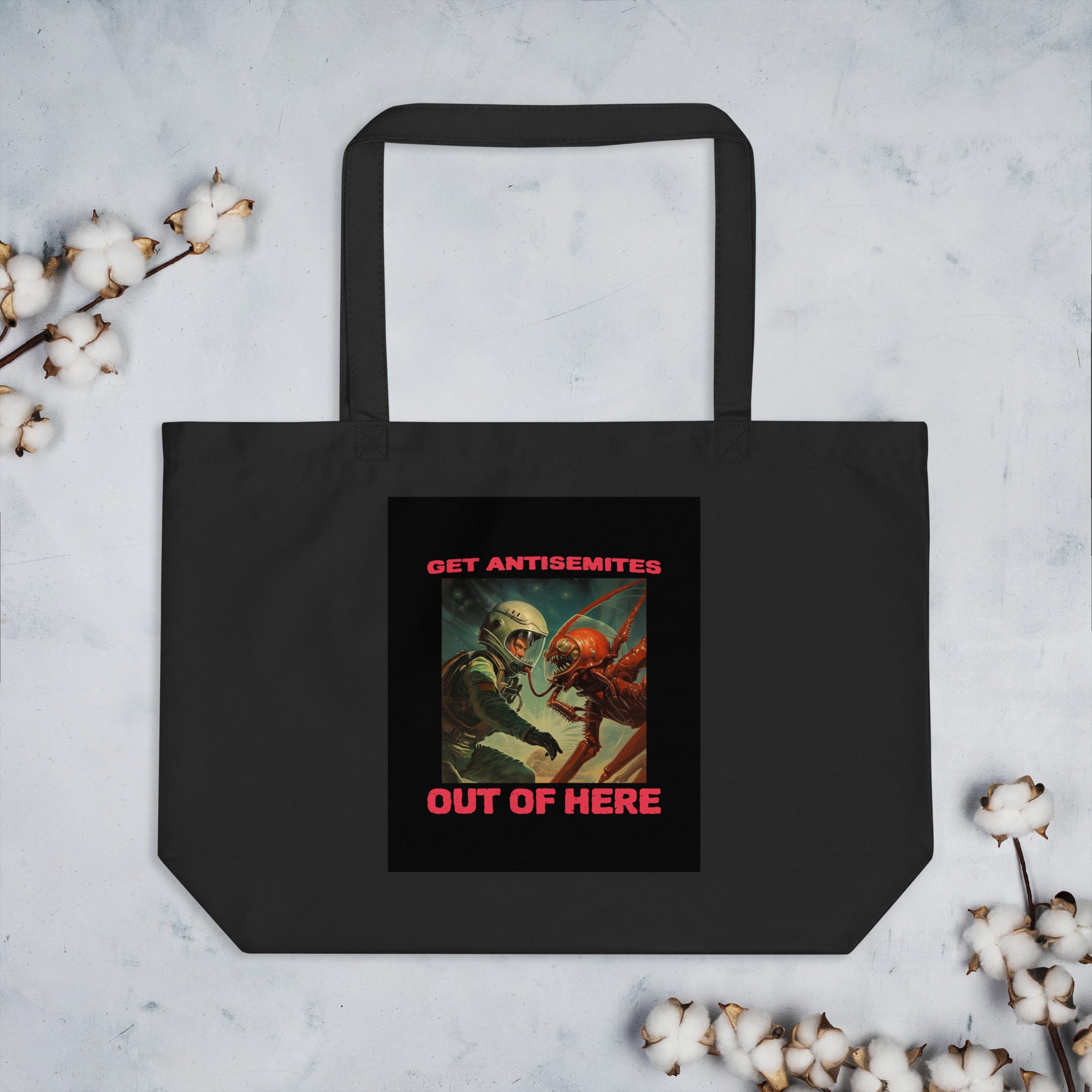 Get Alien Out | Antisemitism | Large Organic Tote Bag Jouparty
