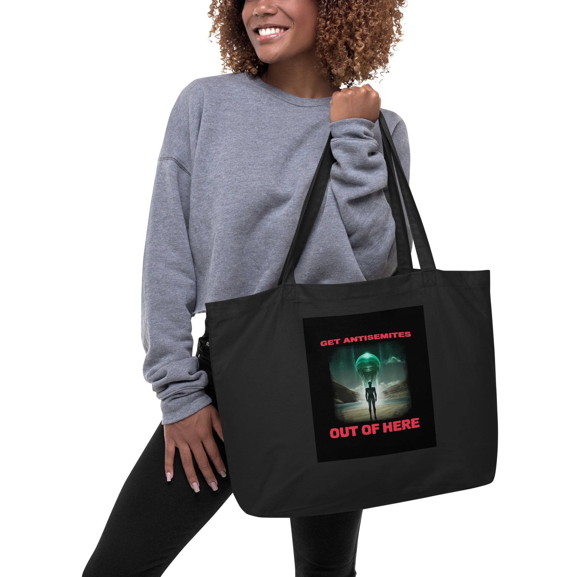 Get Alien Out | Antisemitism | Large Organic Tote Bag Jouparty