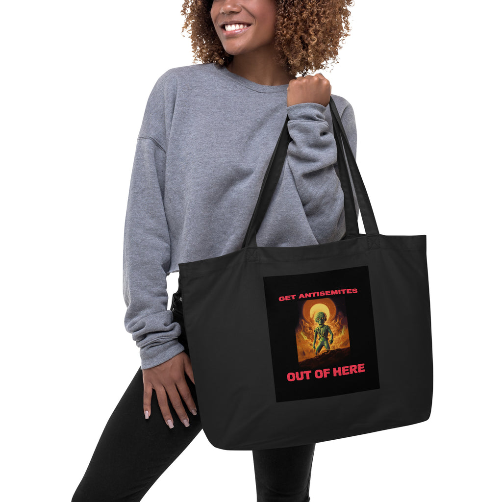Get Alien Out | Antisemitism | Large Organic Tote Bag Jouparty