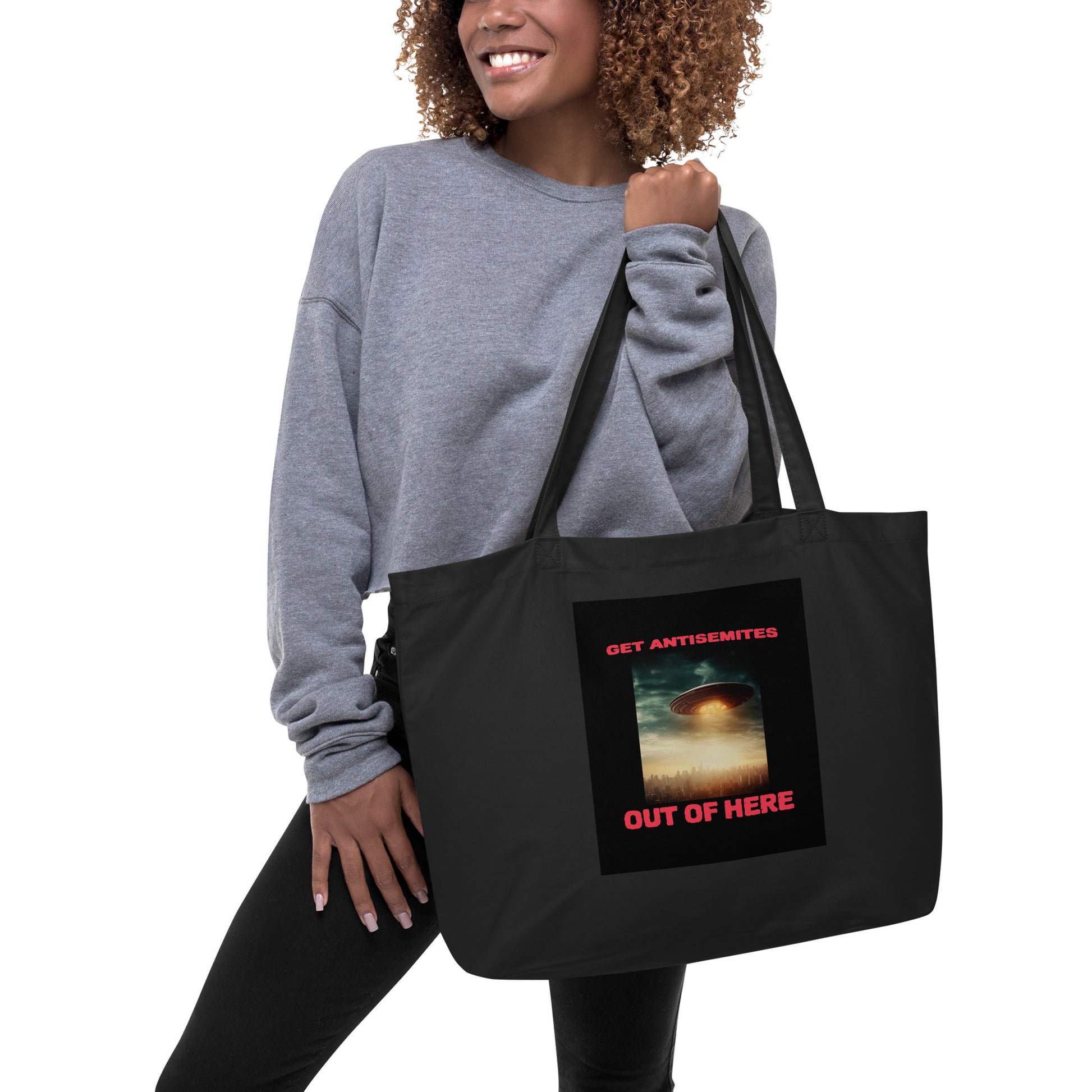 Get Alien Out | Antisemitism | Large Organic Tote Bag