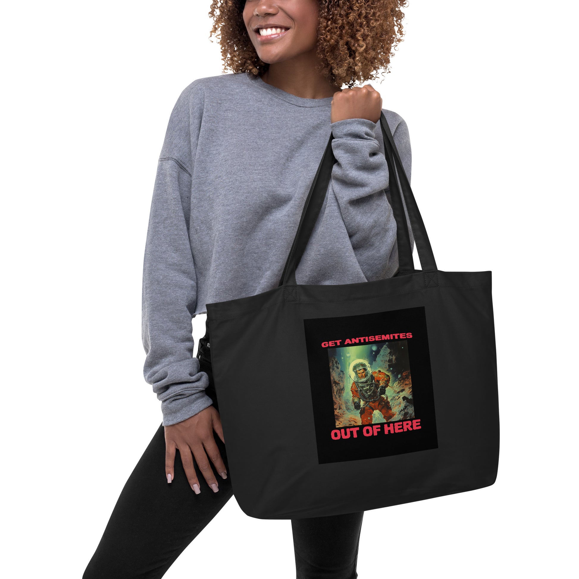 Get Alien Out | Antisemitism | Large Organic Tote Bag Jouparty