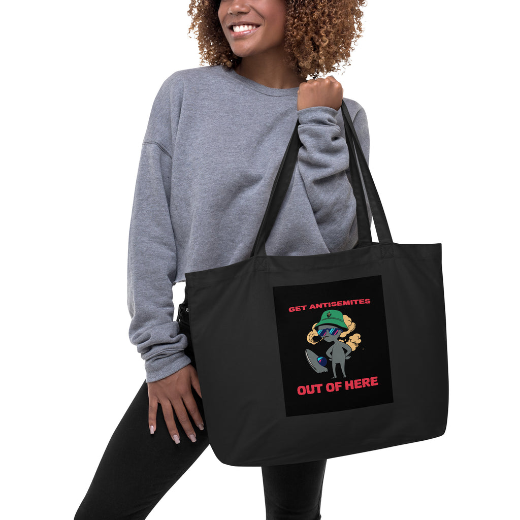 Get Alien Out | Antisemitism | Large Organic Tote Bag Jouparty