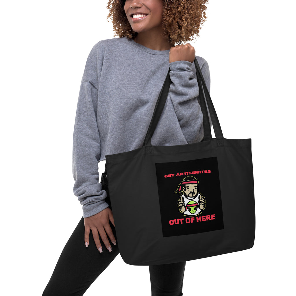 Get Alien Out | Antisemitism | Large Organic Tote Bag Jouparty
