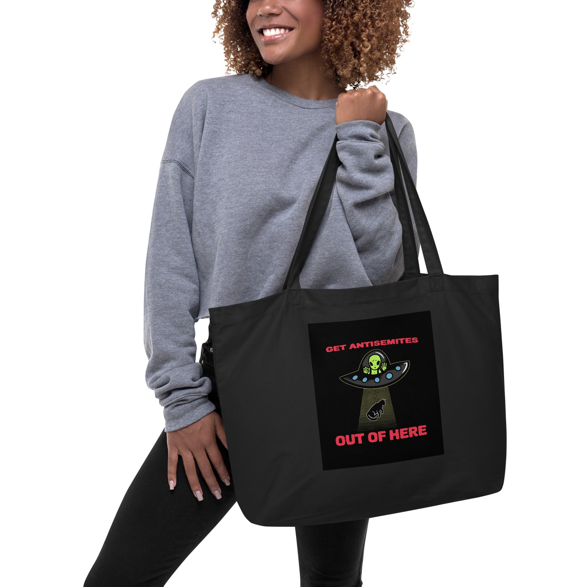 Get Alien Out | Antisemitism | Large Organic Tote Bag Jouparty