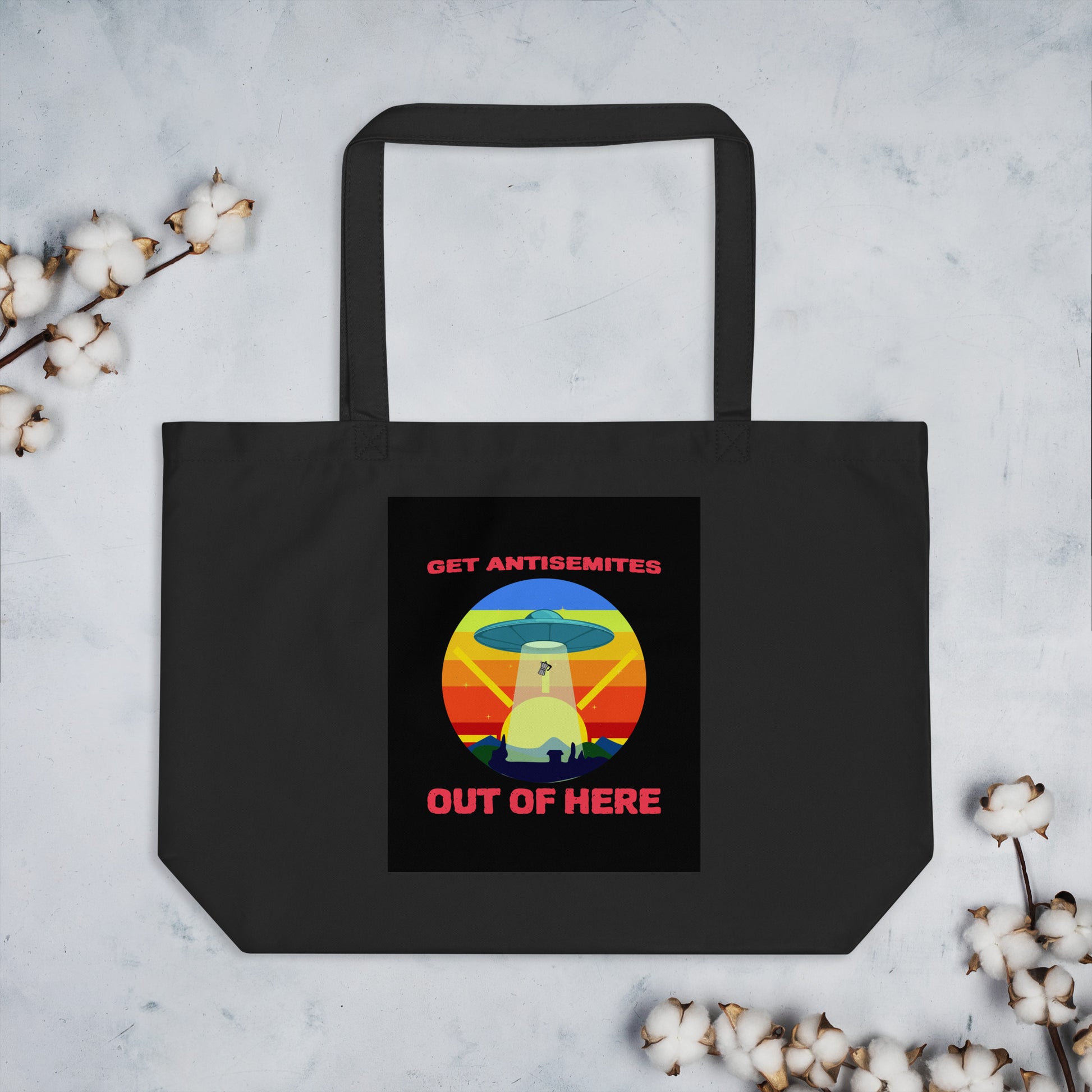 Get Alien Out | Antisemitism | Large Organic Tote Bag Jouparty