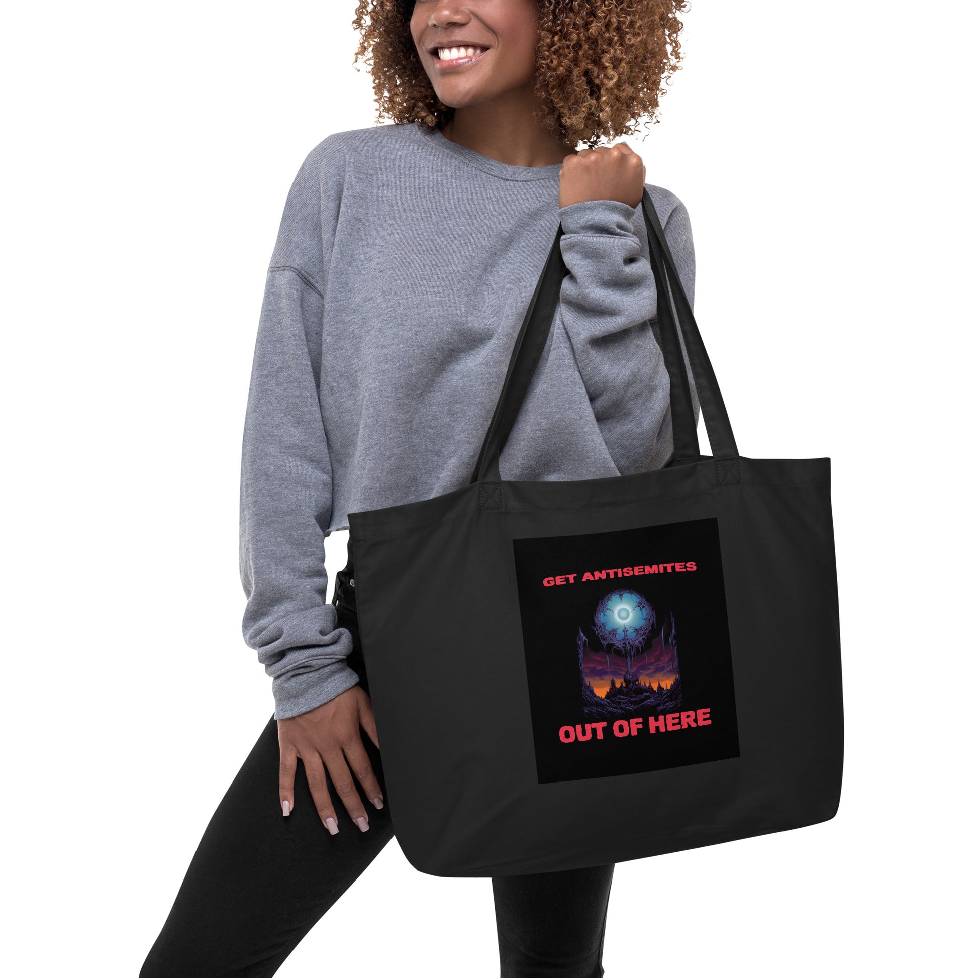 Get Alien Out | Antisemitism | Large Organic Tote Bag Jouparty