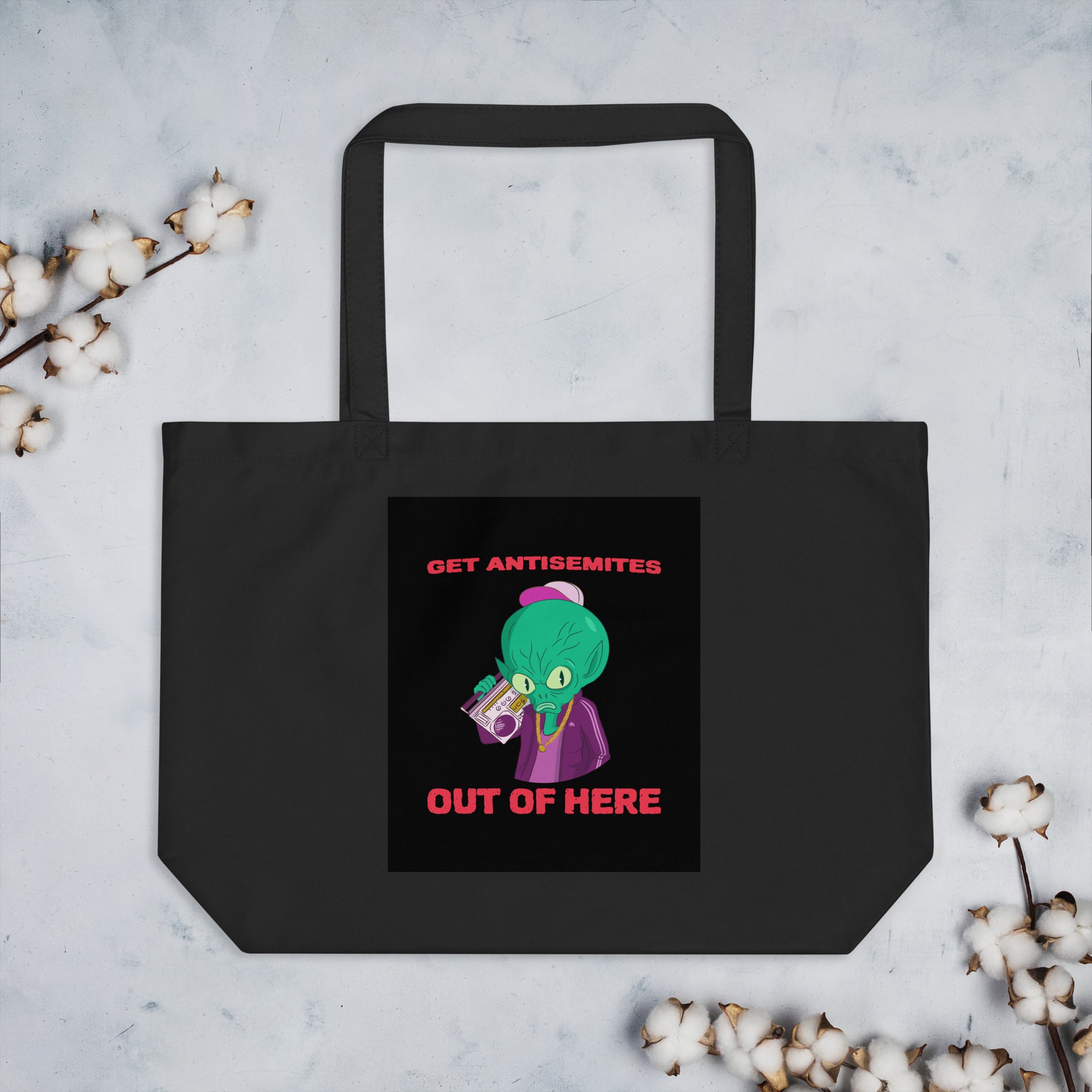 Get Alien Out | Antisemitism | Large Organic Tote Bag Jouparty