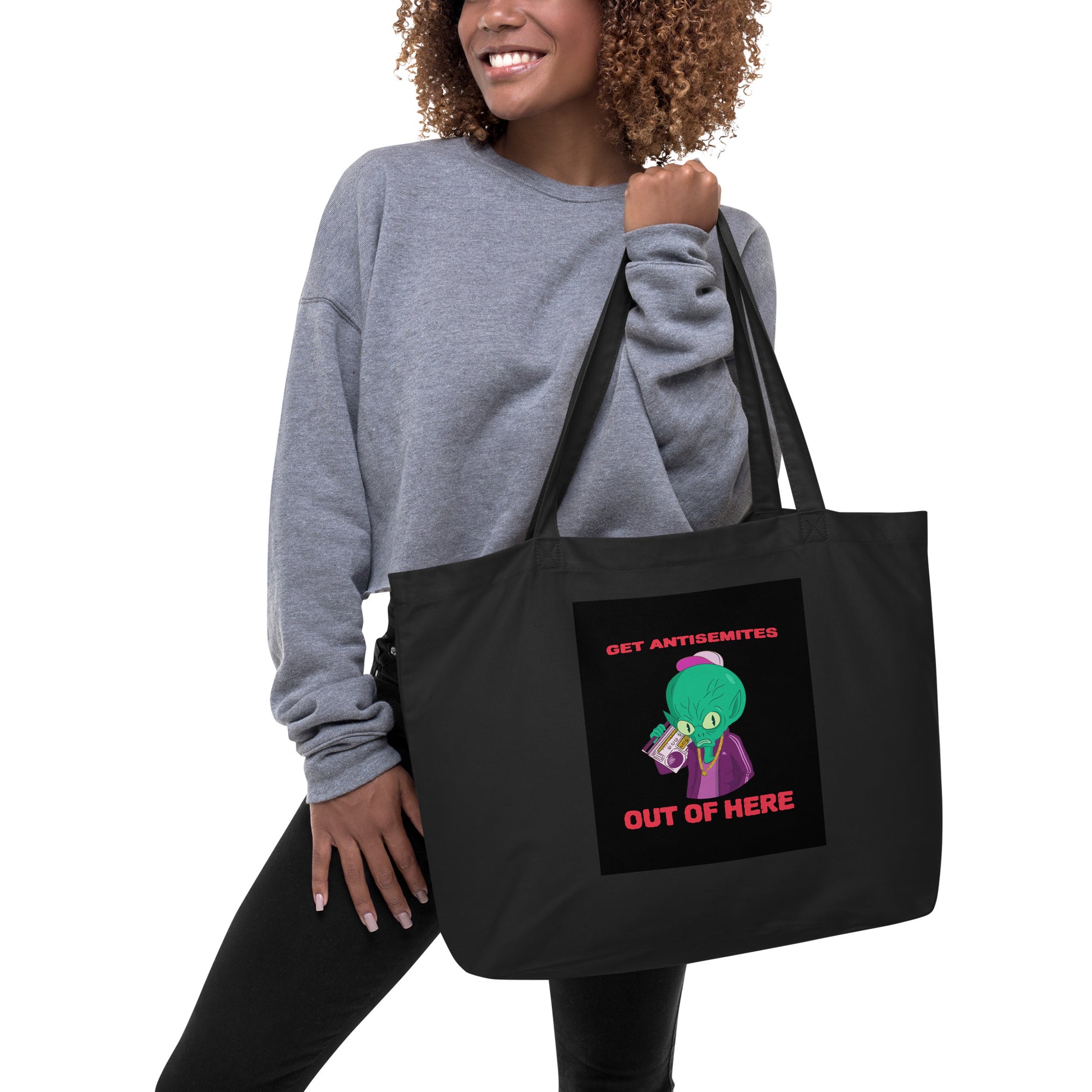 Get Alien Out | Antisemitism | Large Organic Tote Bag Jouparty