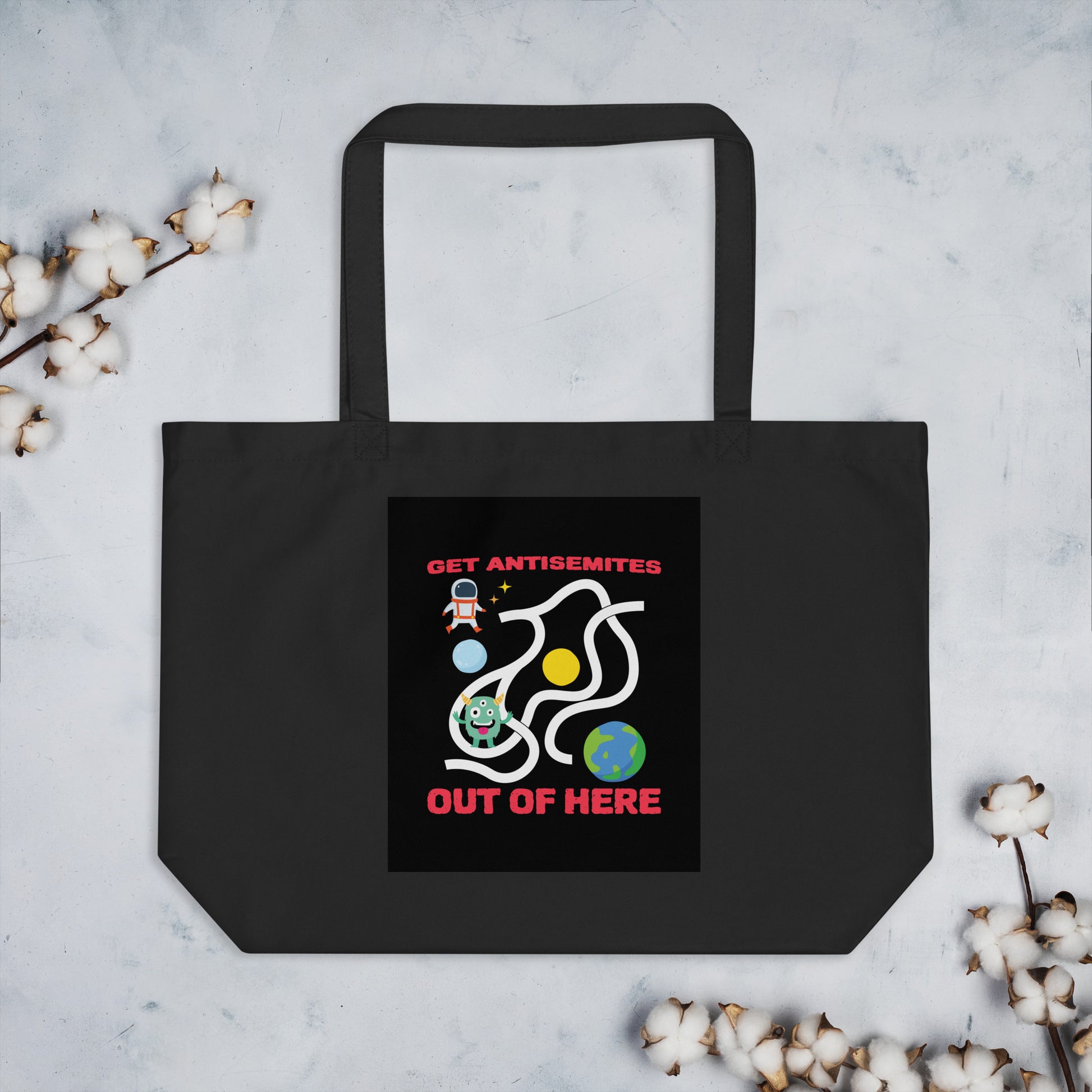 Get Alien Out | Antisemitism | Large Organic Tote Bag Jouparty