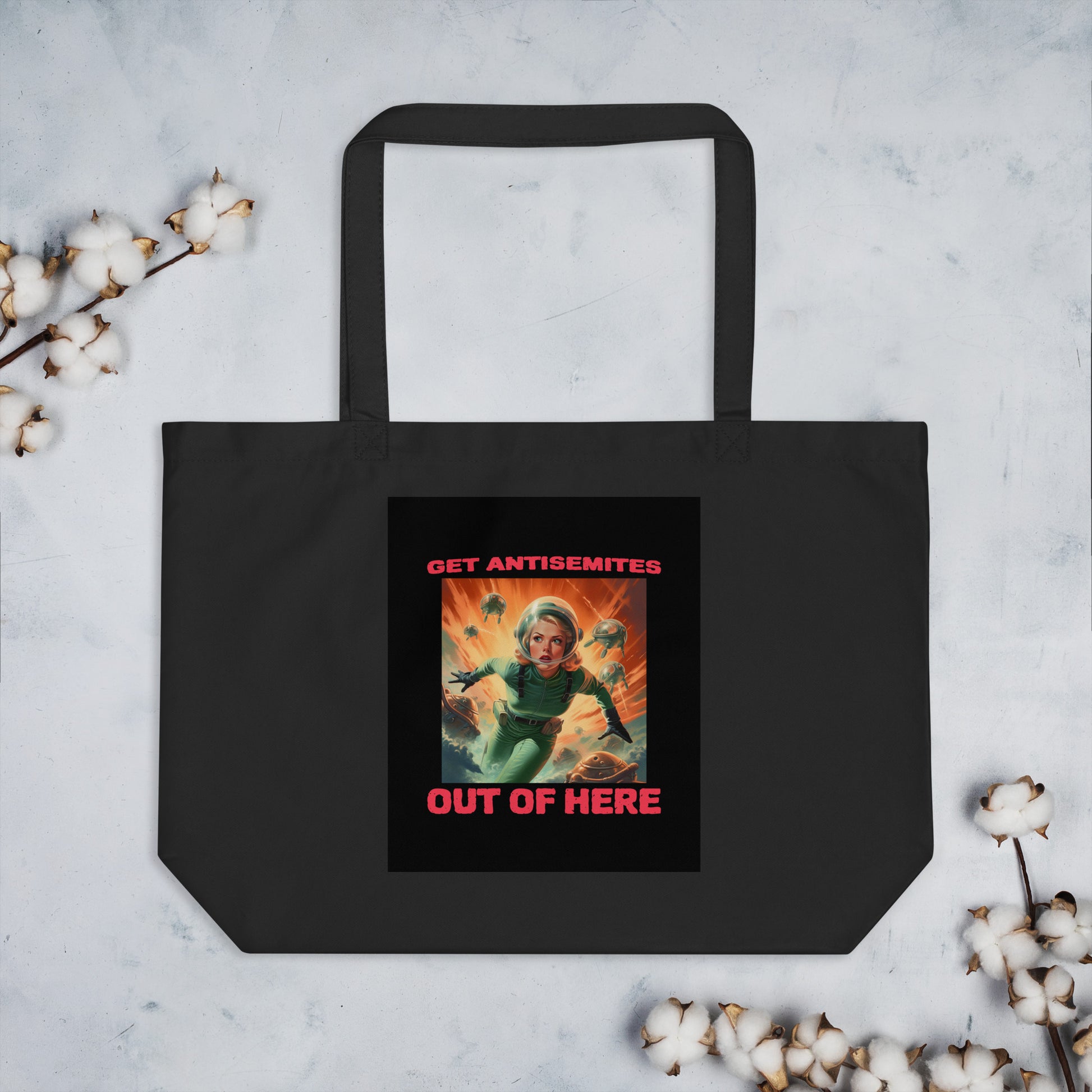 Get Alien Out | Antisemitism | Large Organic Tote Bag Jouparty