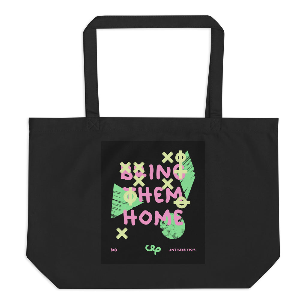 Bring Them Home | Pink-Green Doodle | Large Organic Tote Bag Jouparty