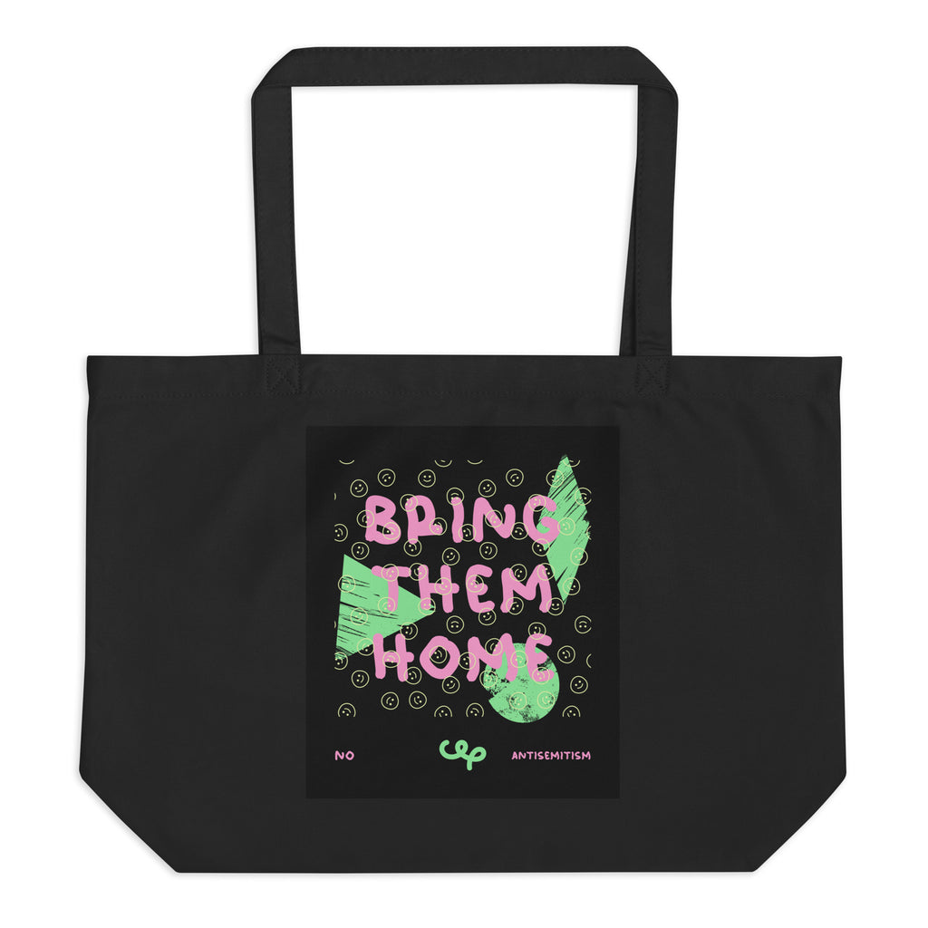 Bring Them Home | Pink-Green Doodle | Large Organic Tote Bag Jouparty