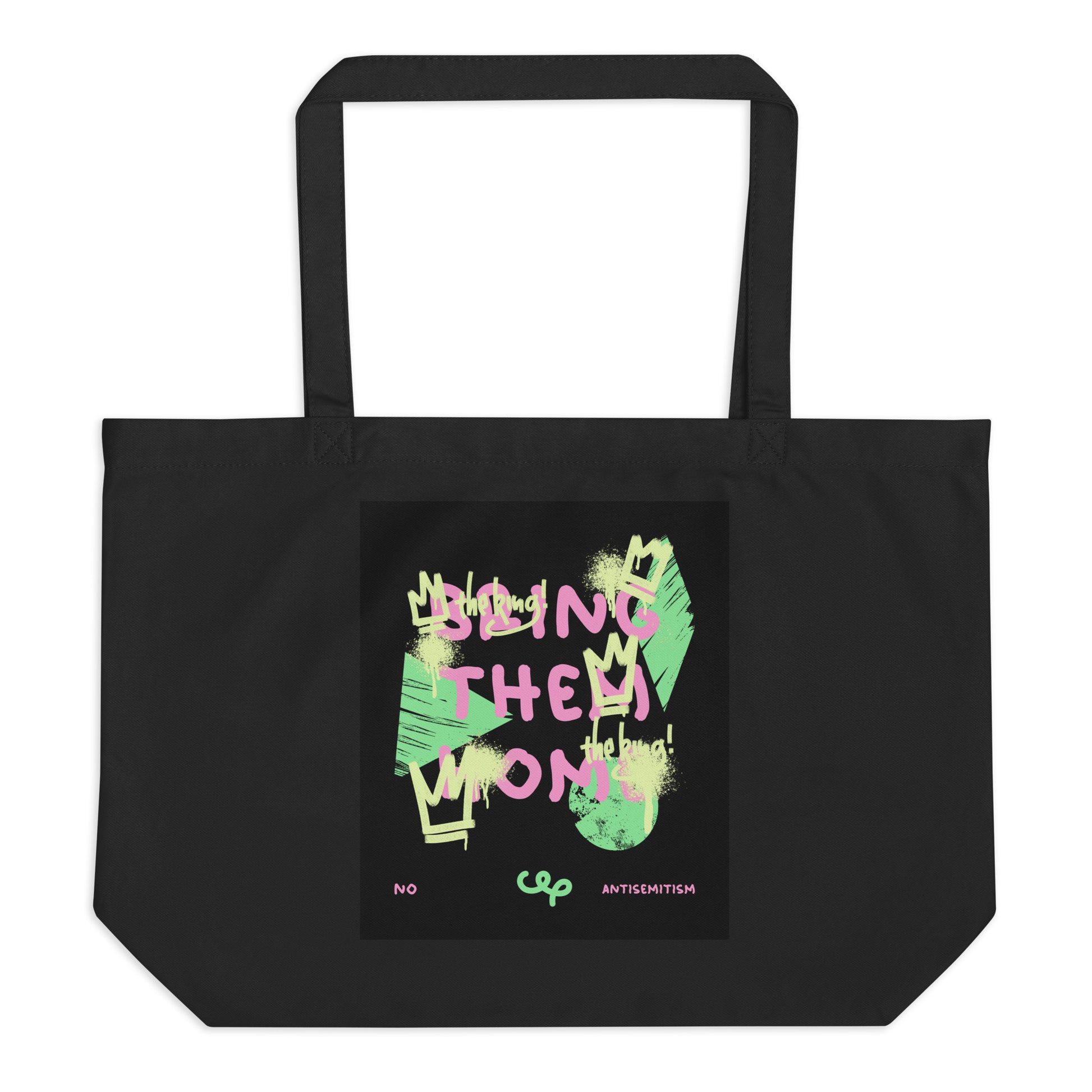 Bring Them Home | Pink-Green Doodle | Large Organic Tote Bag Jouparty