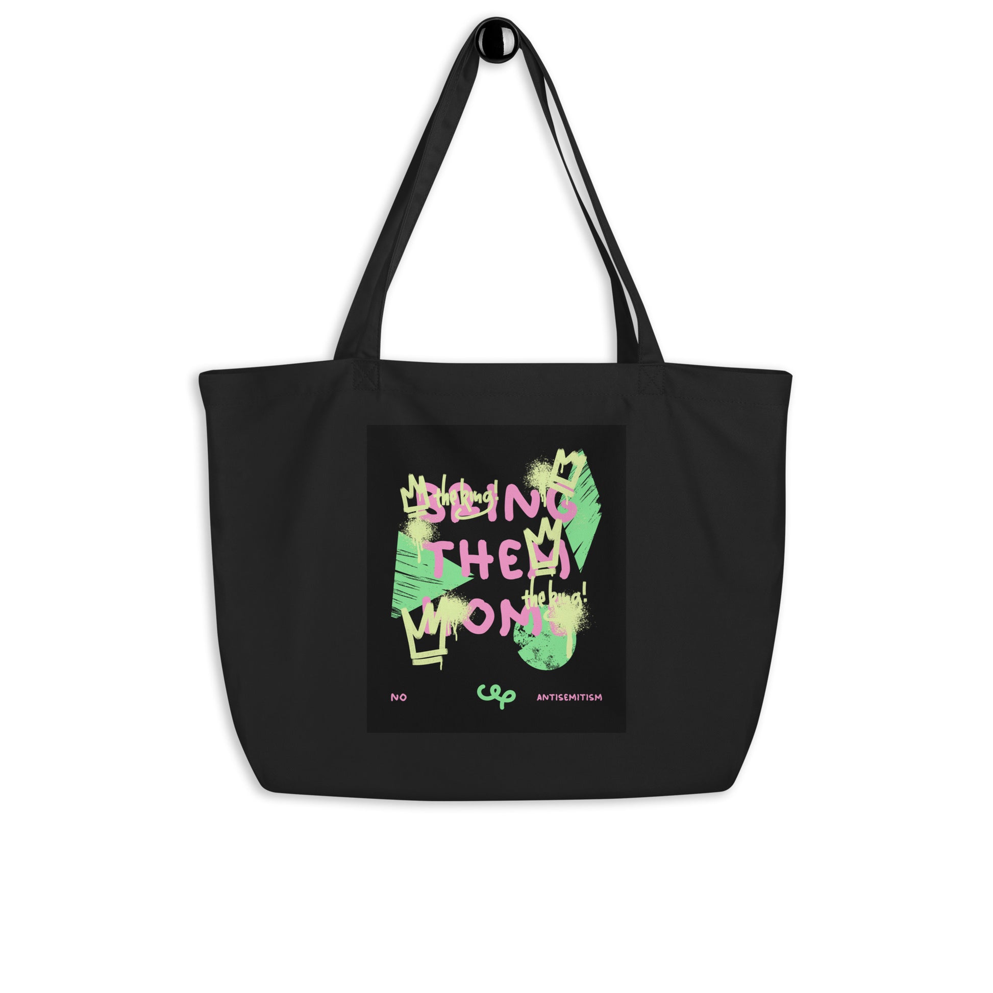 Bring Them Home | Pink-Green Doodle | Large Organic Tote Bag Jouparty