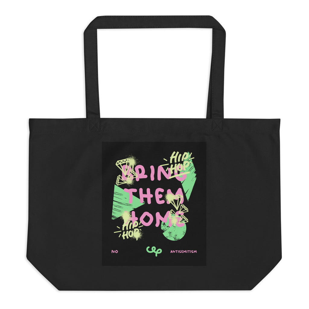 Bring Them Home | Pink-Green Doodle | Large Organic Tote Bag