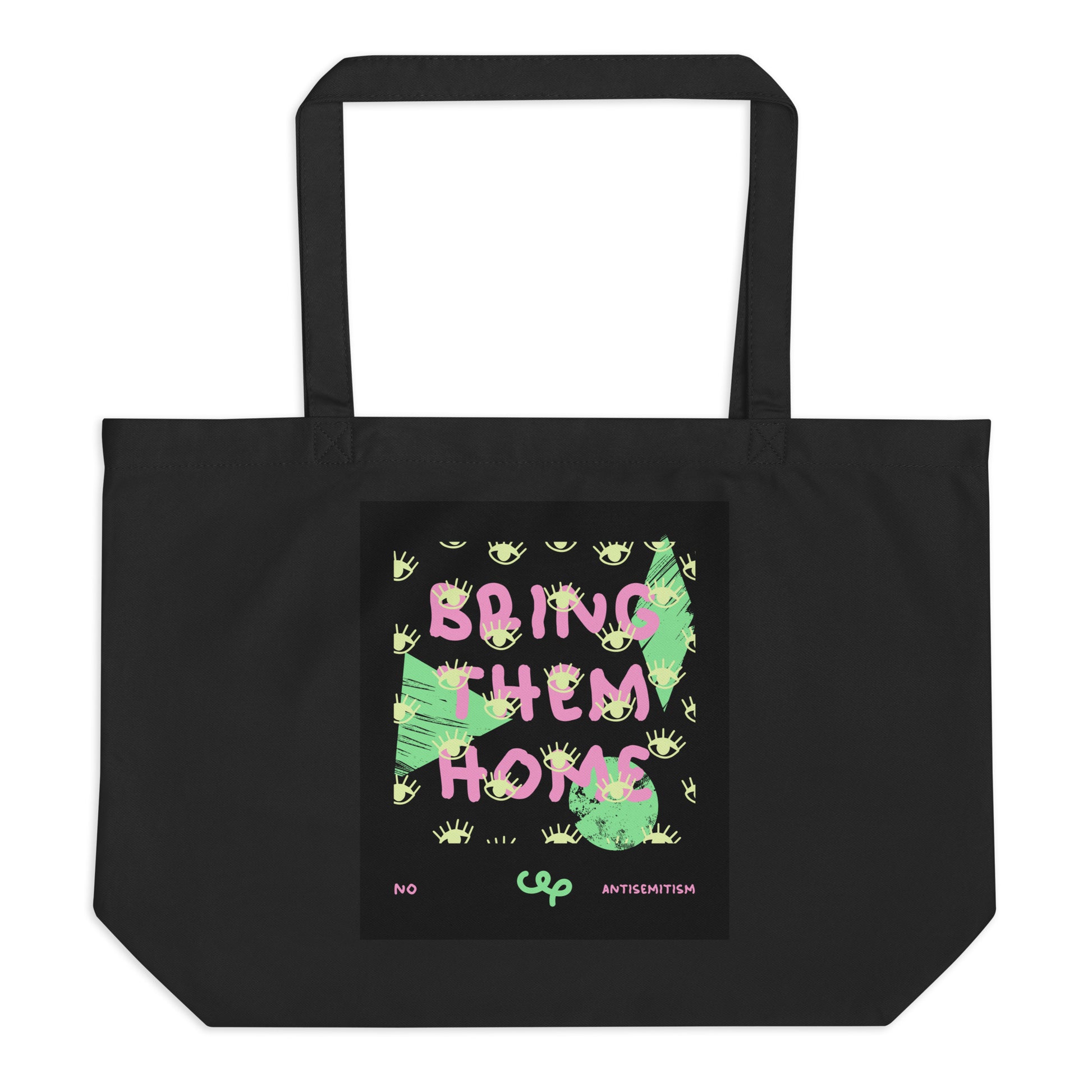Bring Them Home | Pink-Green Doodle | Large Organic Tote Bag Jouparty