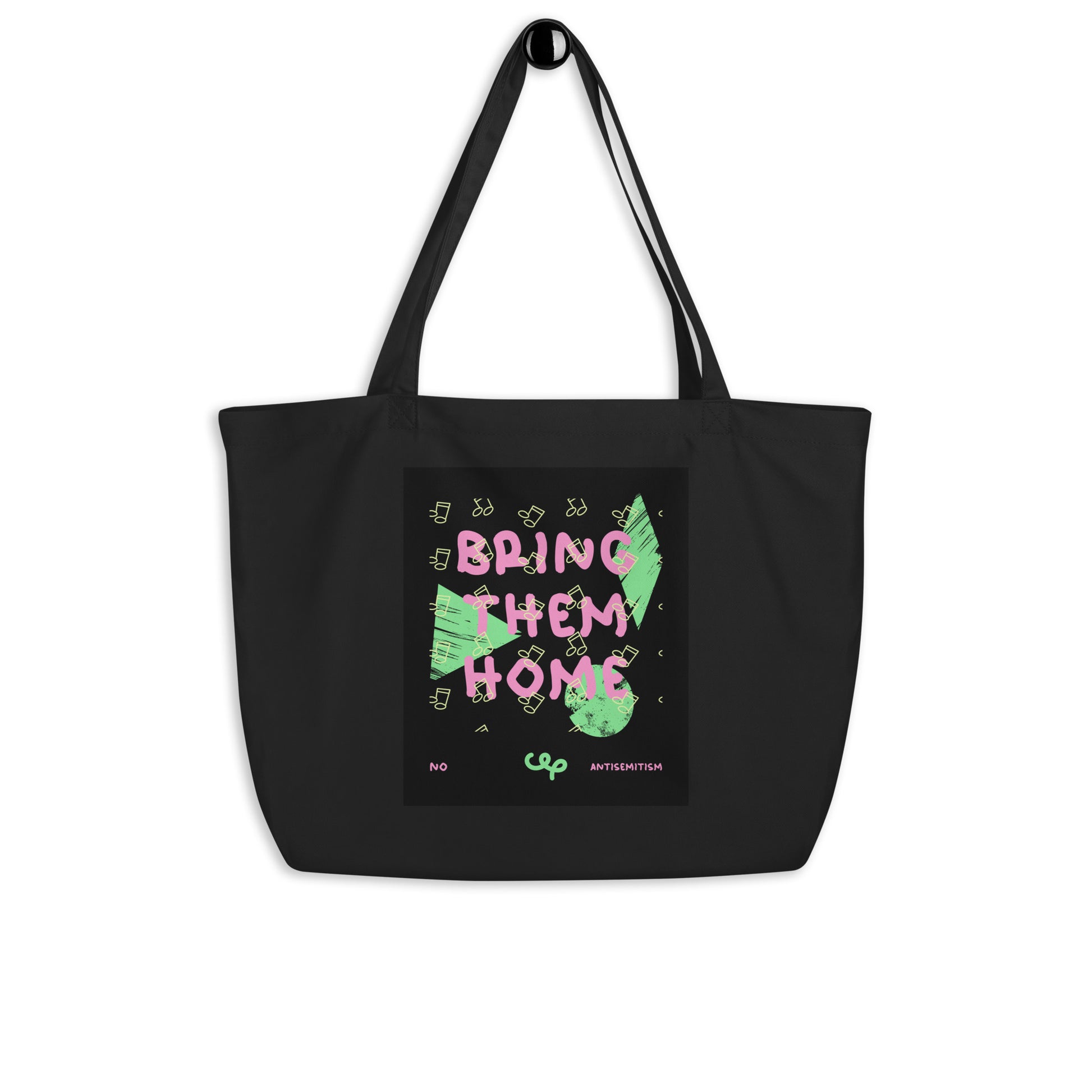 Bring Them Home | Pink-Green Doodle | Large Organic Tote Bag Jouparty