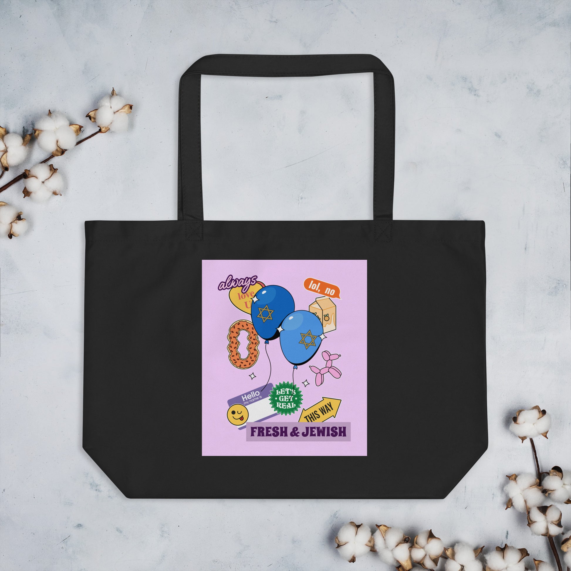 Shop Jewish | Pink | Large Organic Tote Bag Jouparty