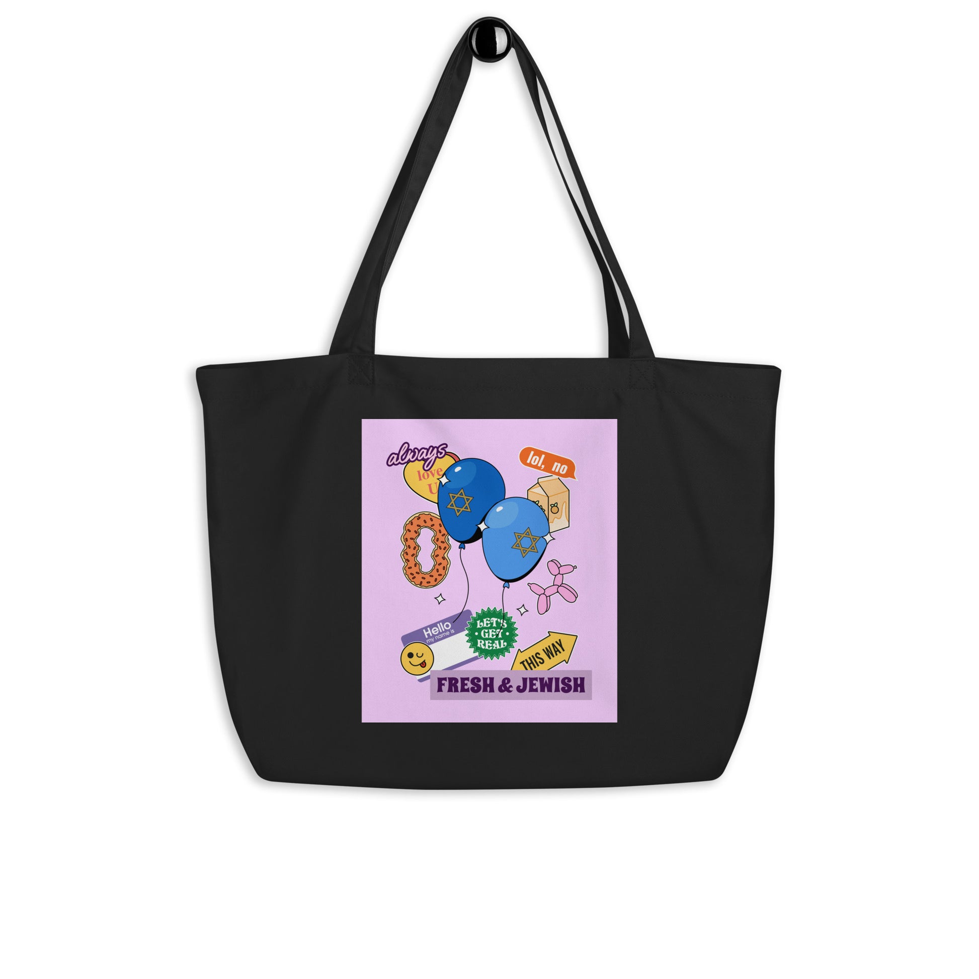 Shop Jewish | Pink | Large Organic Tote Bag Jouparty