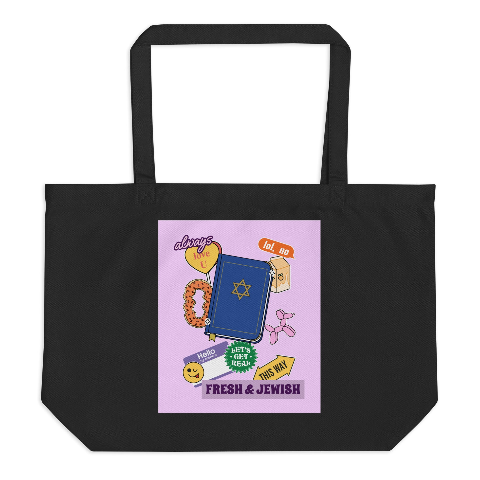 Shop Jewish | Pink | Large Organic Tote Bag Jouparty