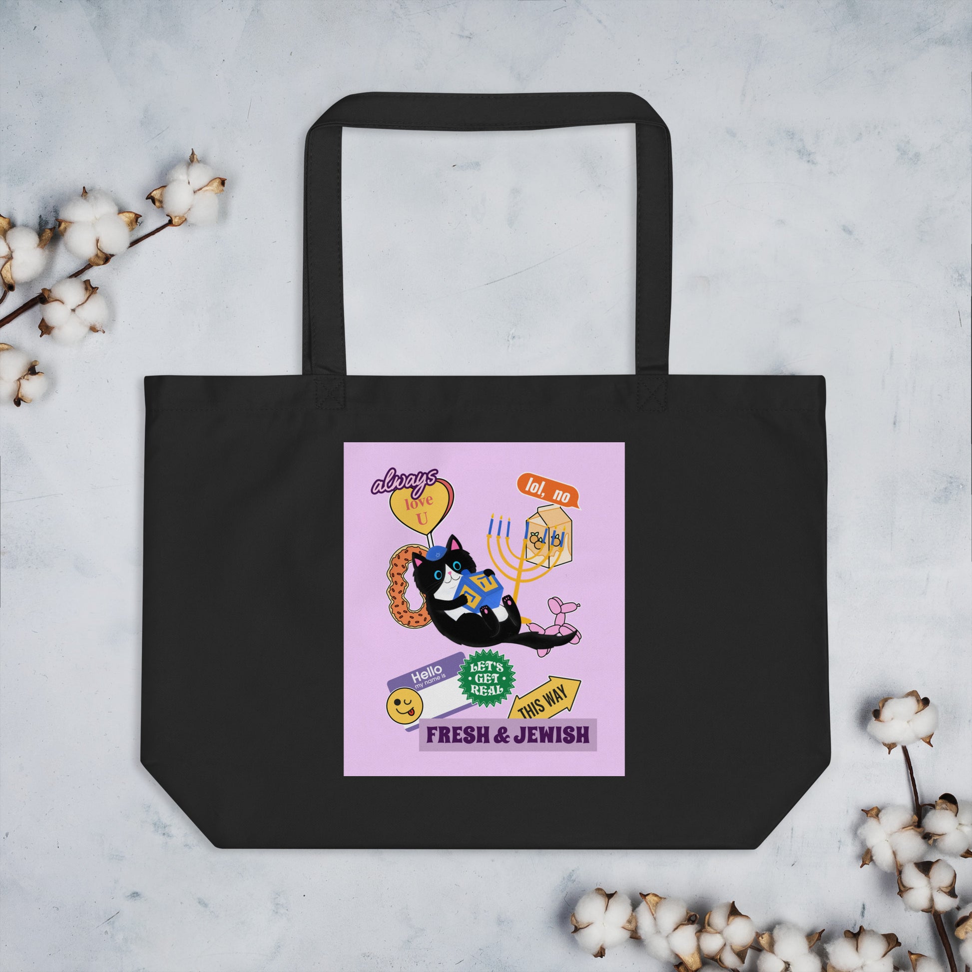 Shop Jewish | Pink | Large Organic Tote Bag Jouparty
