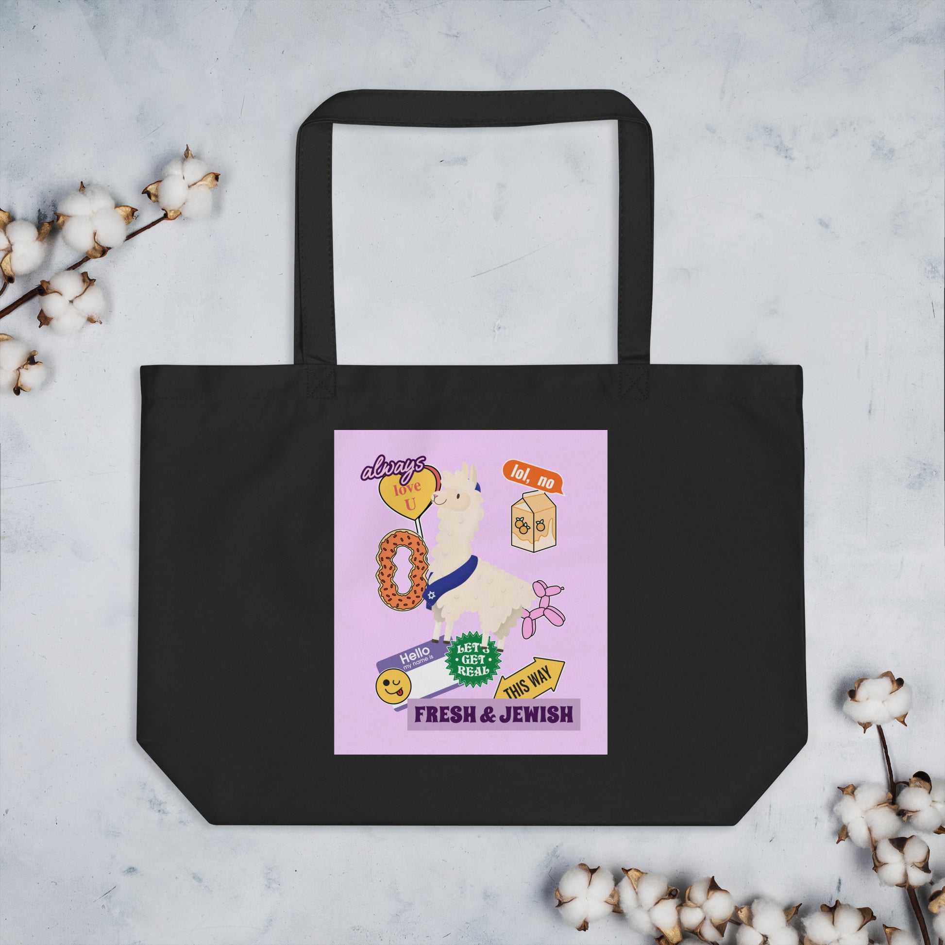 Shop Jewish | Pink | Large Organic Tote Bag Jouparty