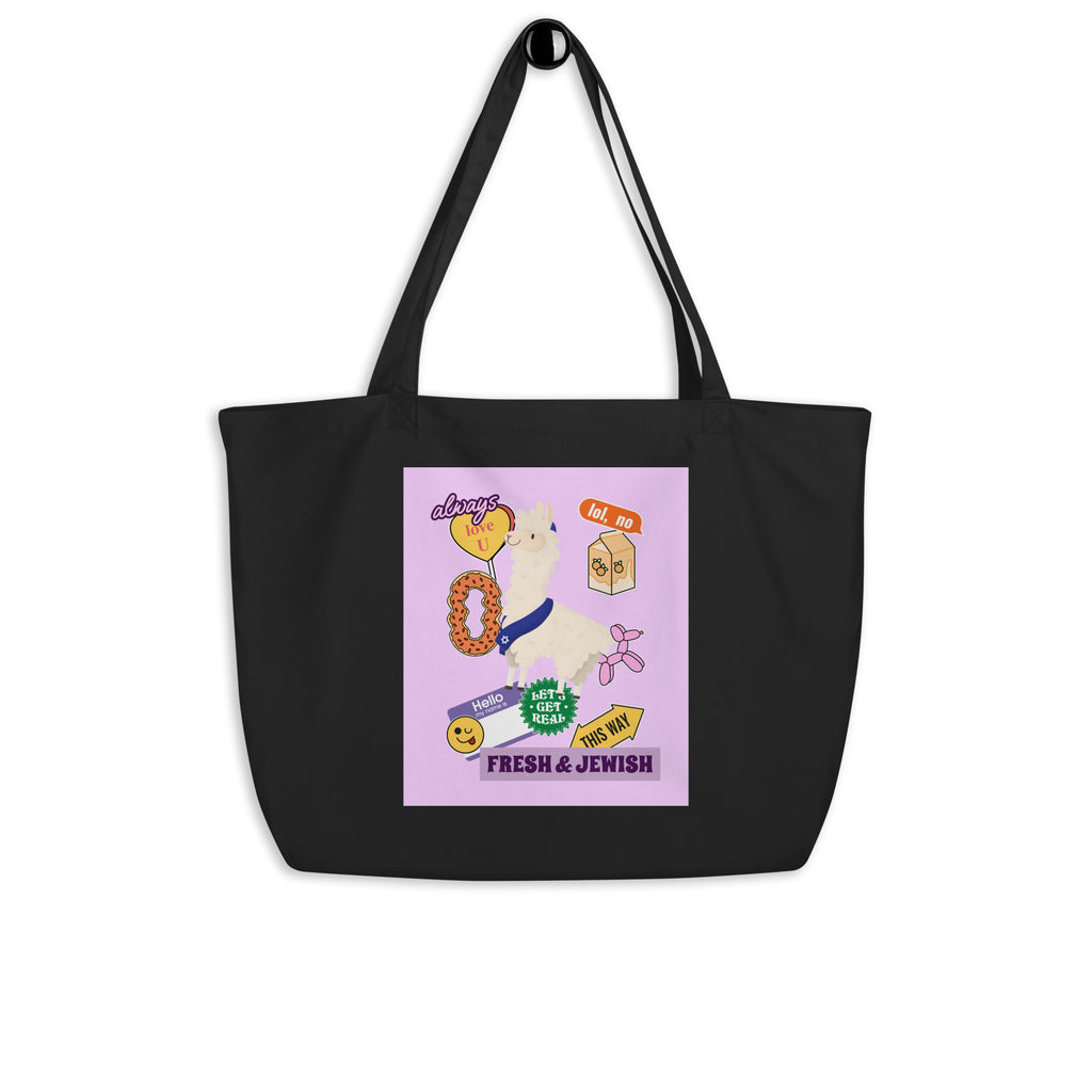 Shop Jewish | Pink | Large Organic Tote Bag Jouparty
