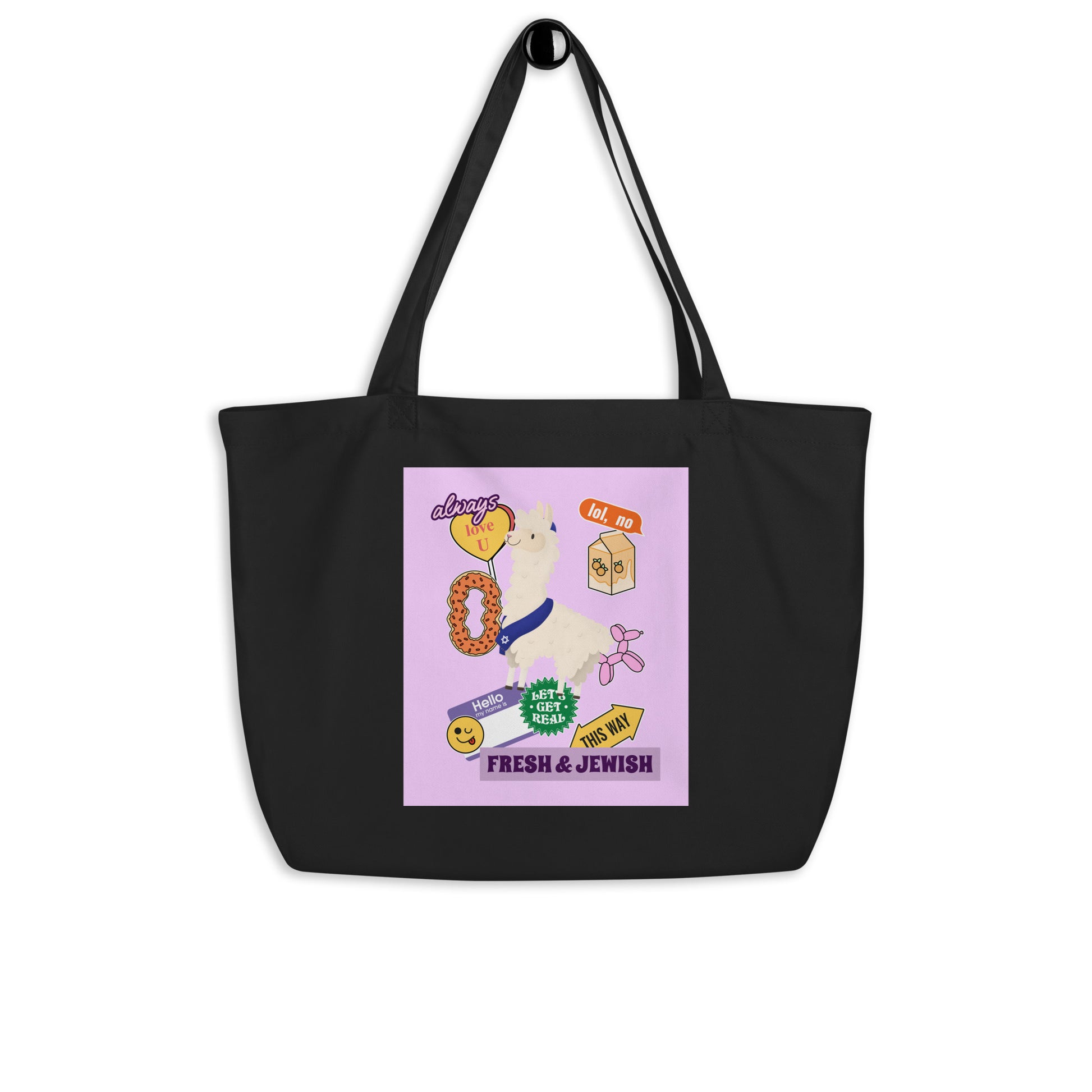 Shop Jewish | Pink | Large Organic Tote Bag Jouparty