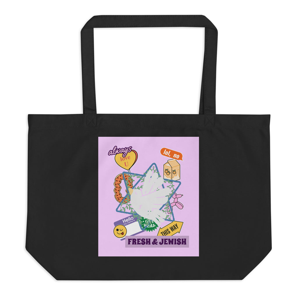 Shop Jewish | Pink | Large Organic Tote Bag Jouparty