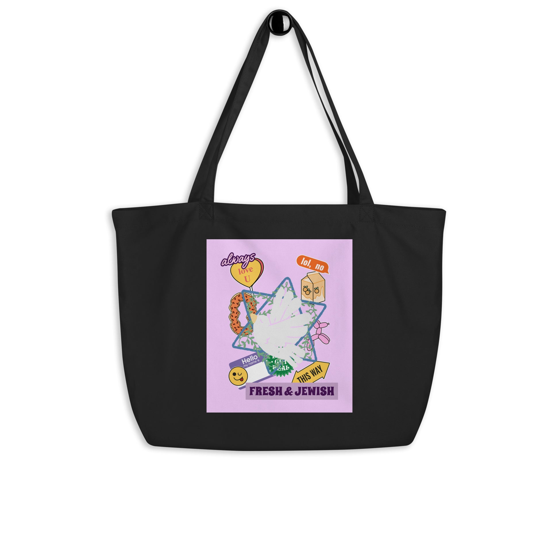 Shop Jewish | Pink | Large Organic Tote Bag Jouparty