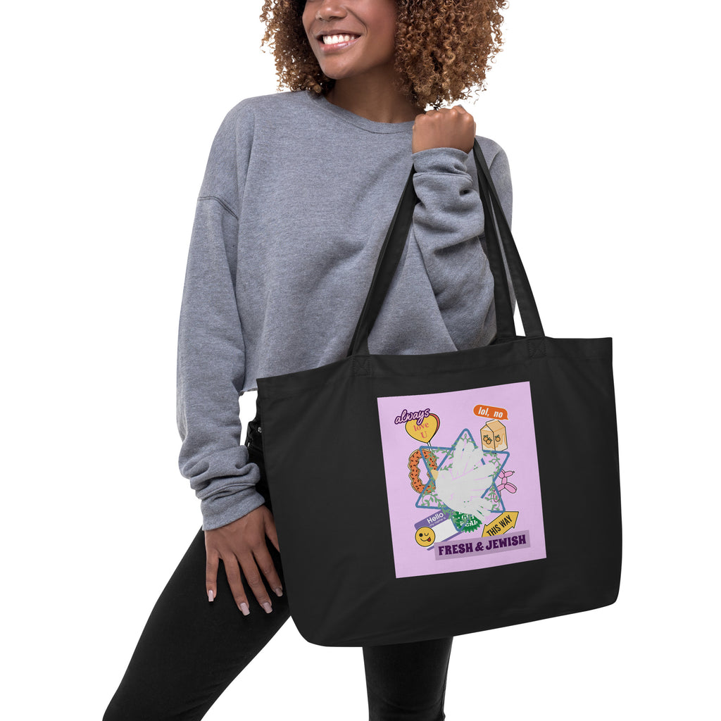 Shop Jewish | Pink | Large Organic Tote Bag Jouparty