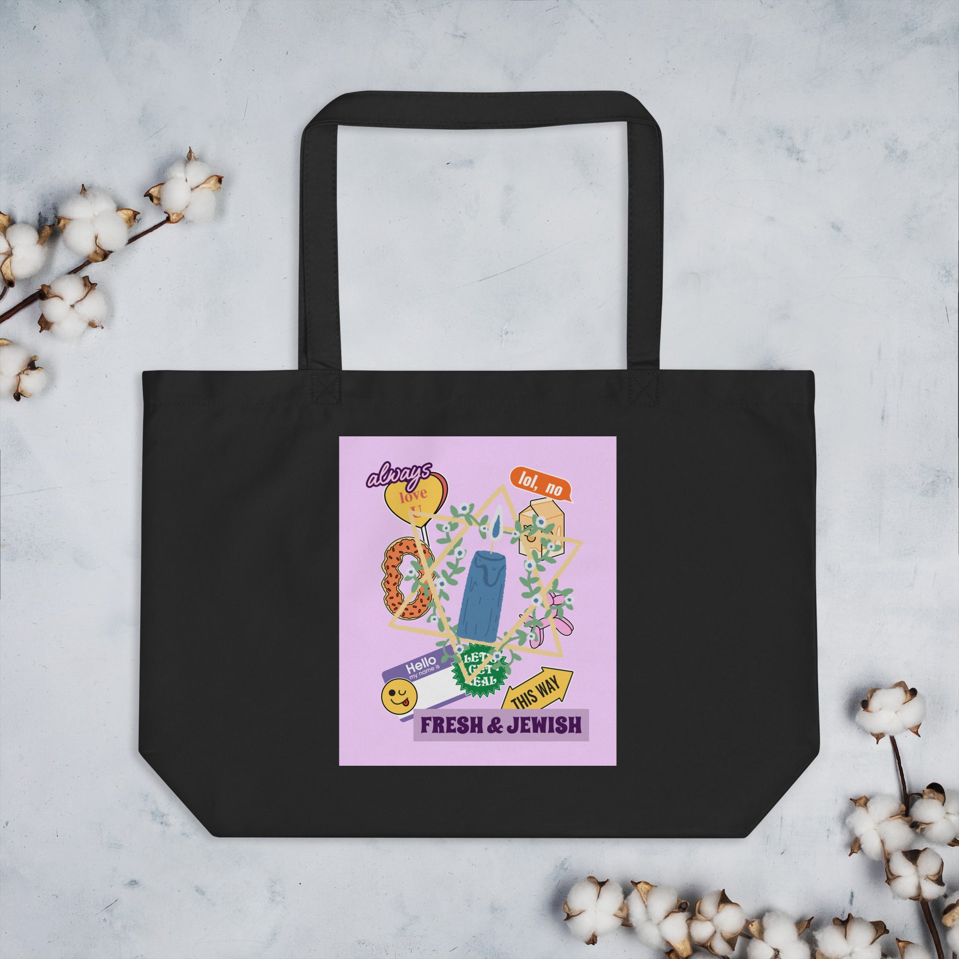 Shop Jewish | Pink | Large Organic Tote Bag