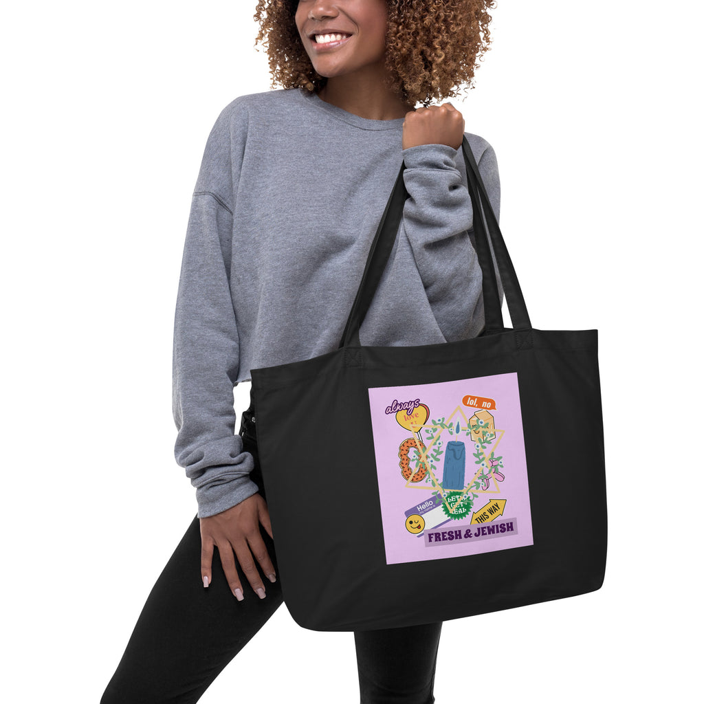 Shop Jewish | Pink | Large Organic Tote Bag