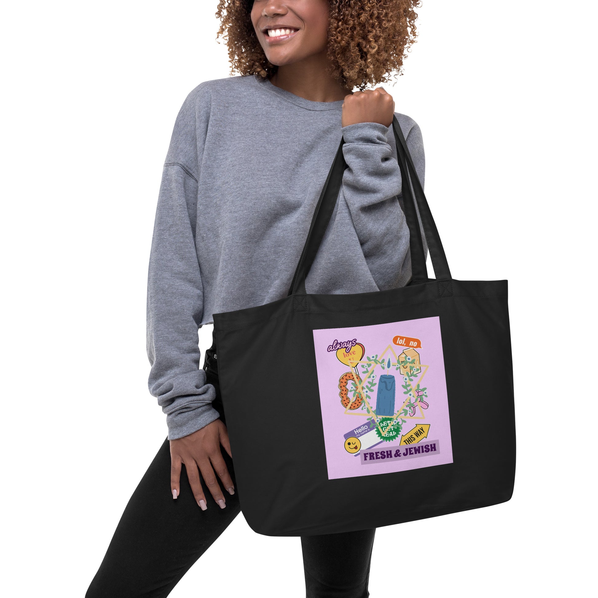 Shop Jewish | Pink | Large Organic Tote Bag