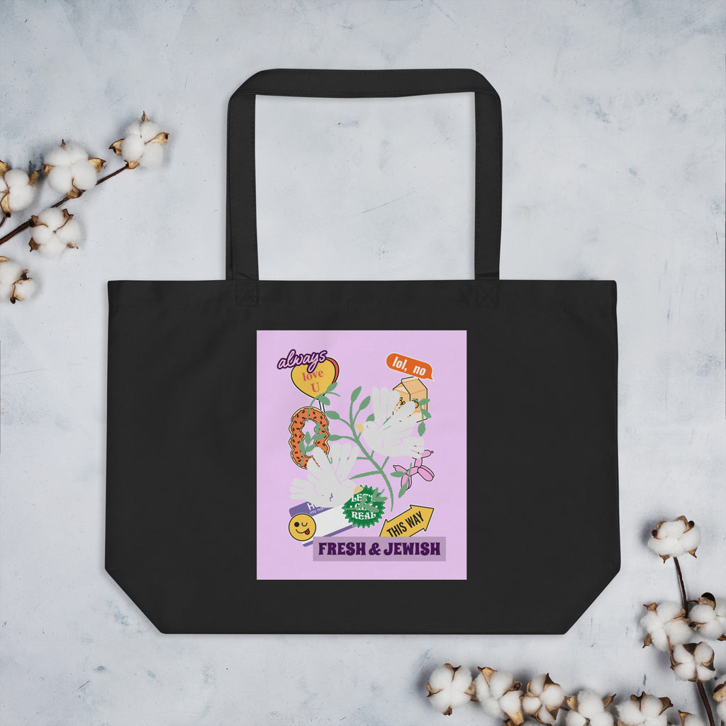Shop Jewish | Pink | Large Organic Tote Bag