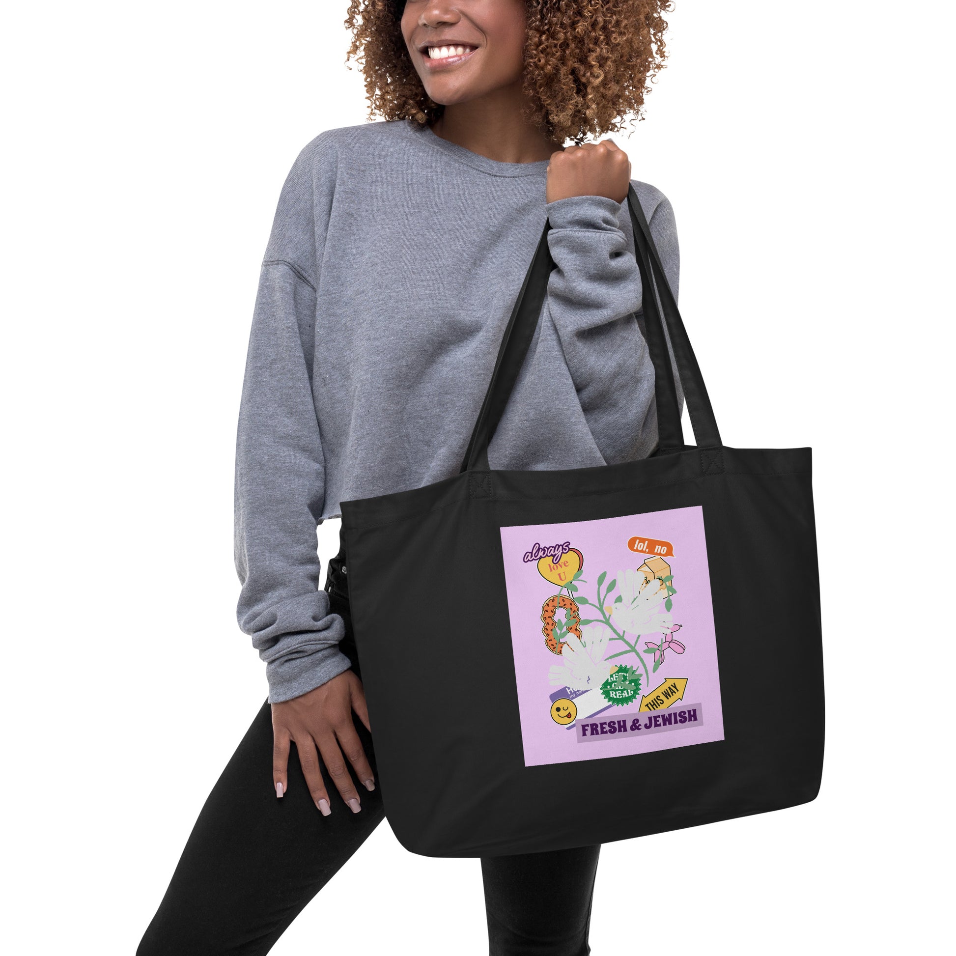 Shop Jewish | Pink | Large Organic Tote Bag
