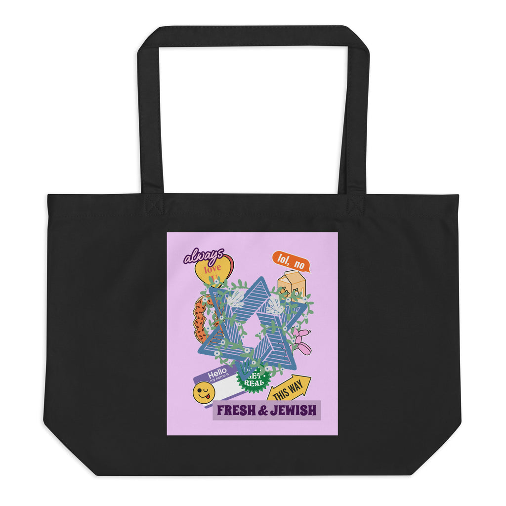 Shop Jewish | Pink | Large Organic Tote Bag Jouparty