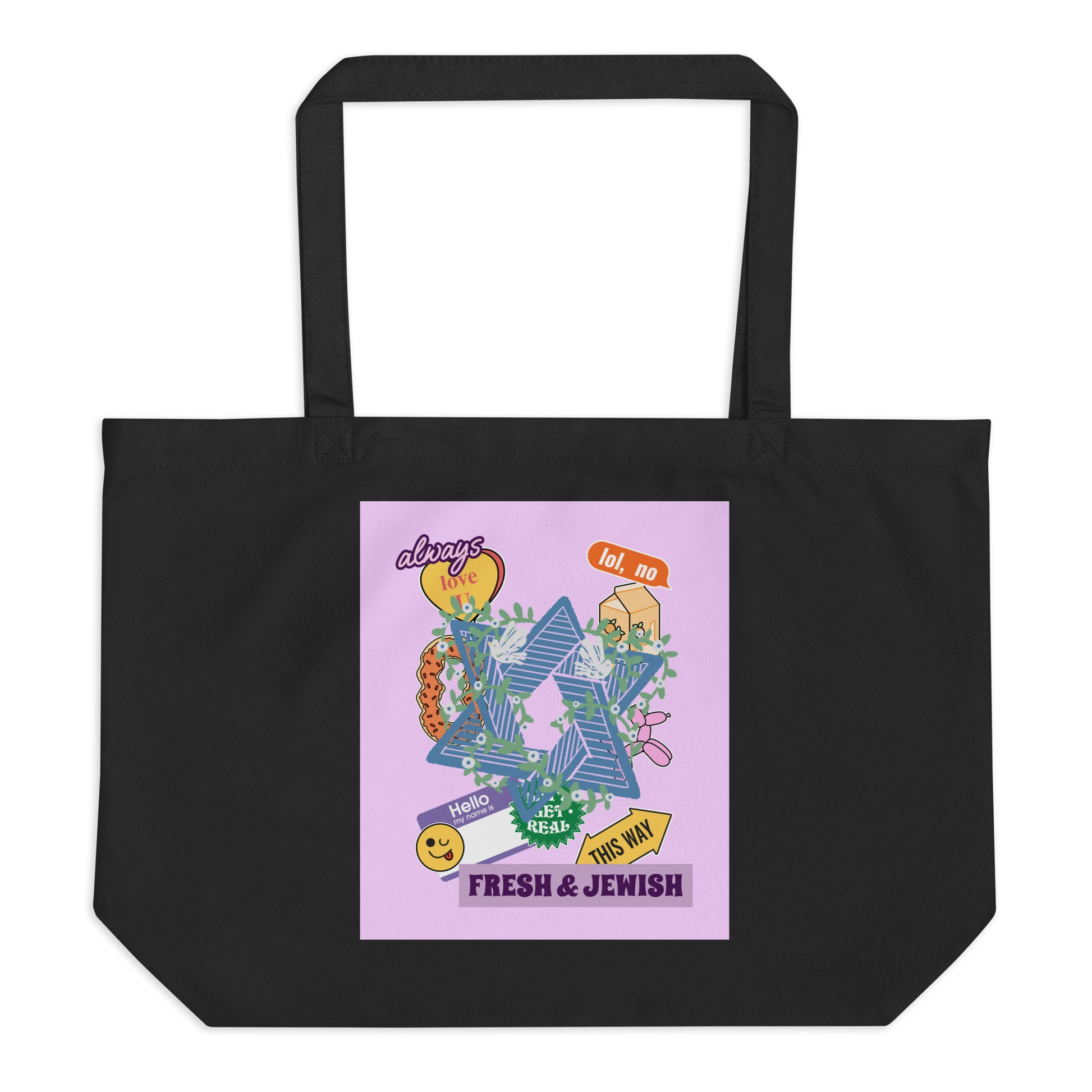 Shop Jewish | Pink | Large Organic Tote Bag Jouparty