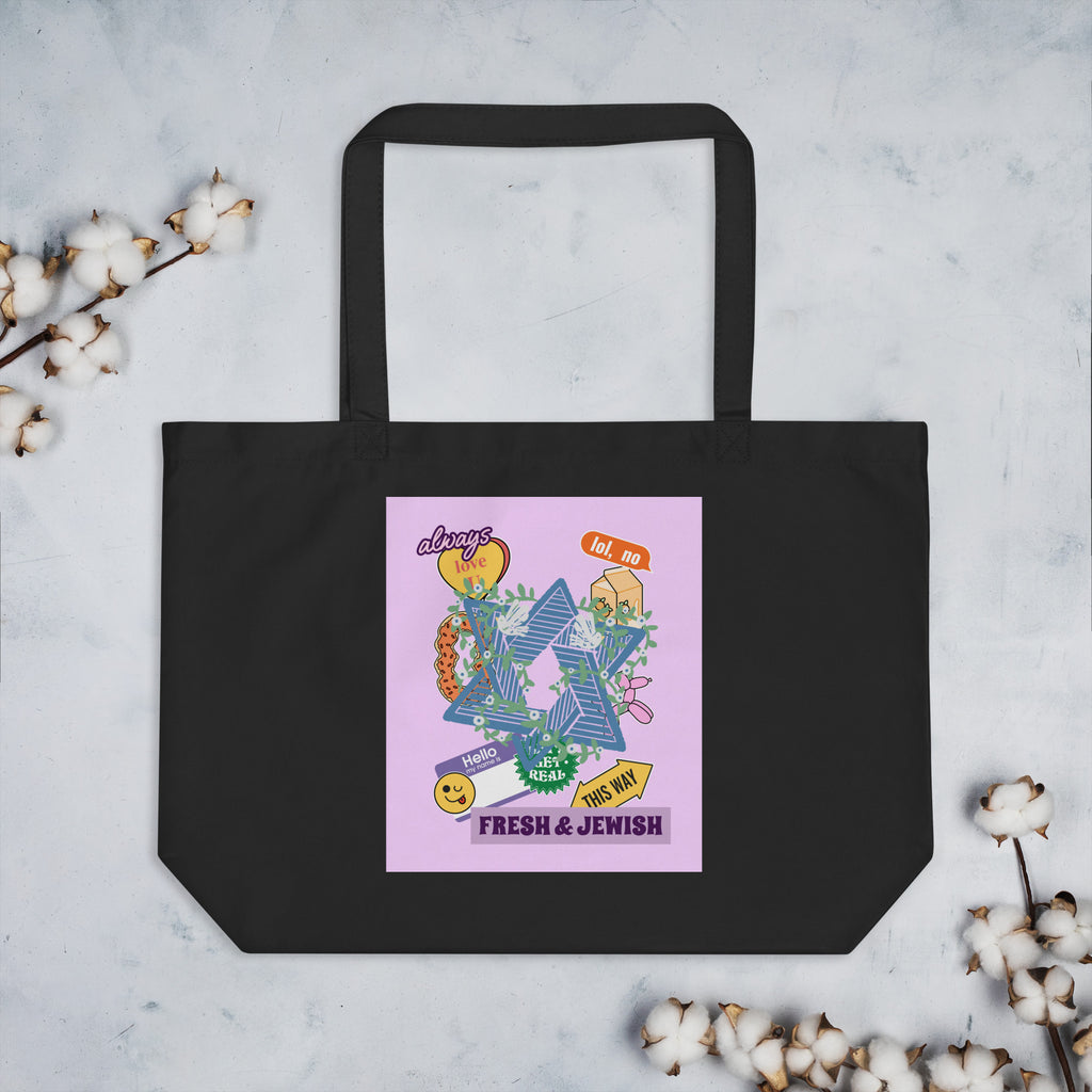 Shop Jewish | Pink | Large Organic Tote Bag Jouparty