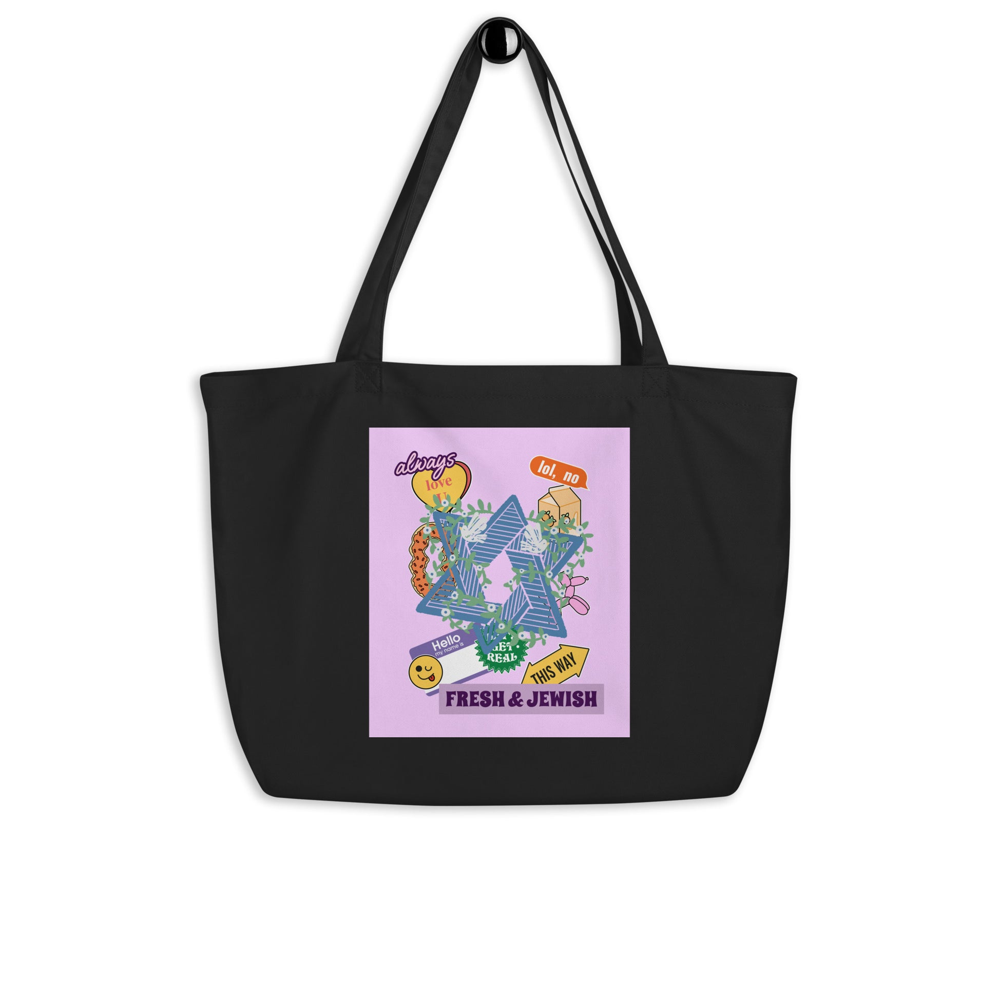 Shop Jewish | Pink | Large Organic Tote Bag Jouparty