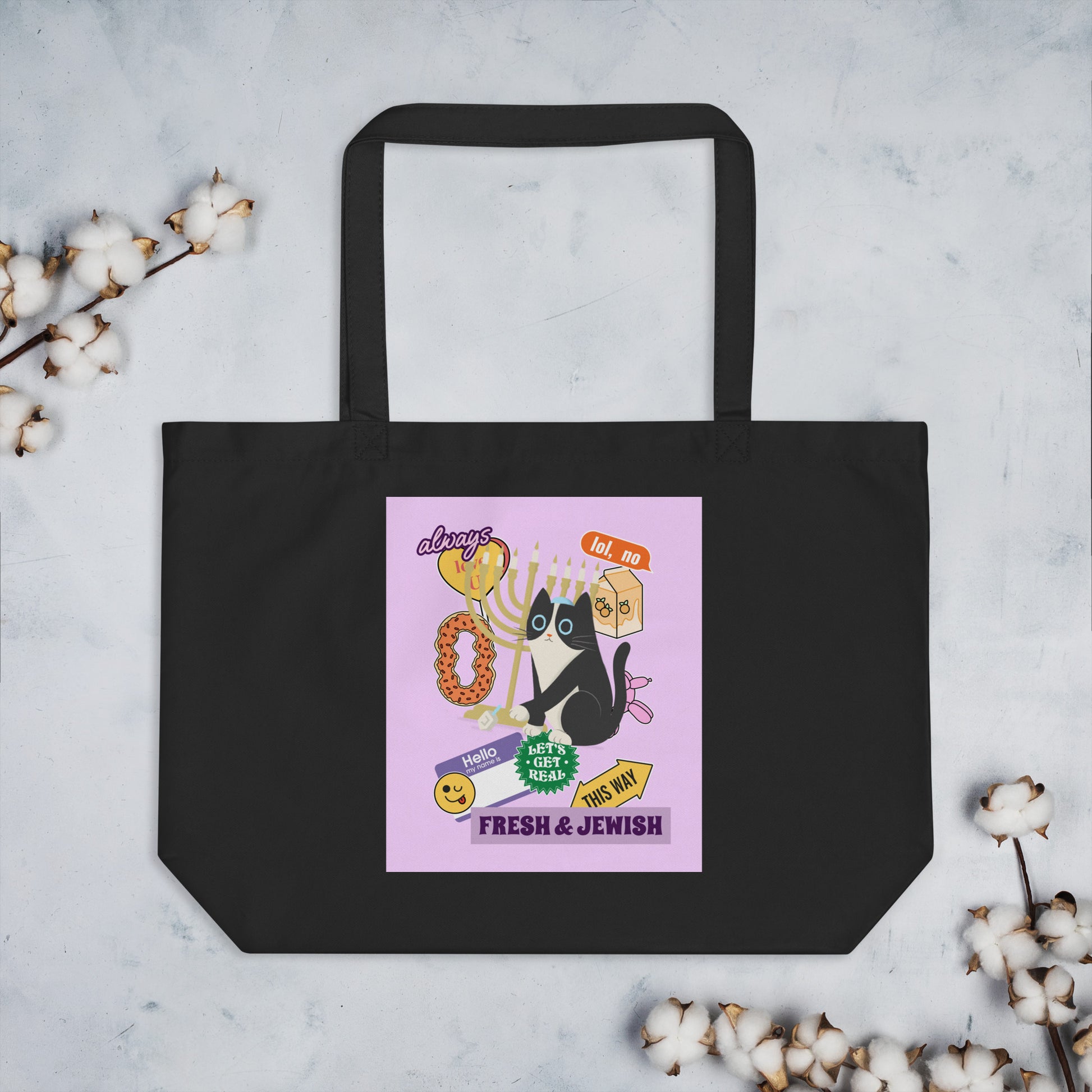 Shop Jewish | Pink | Large Organic Tote Bag Jouparty