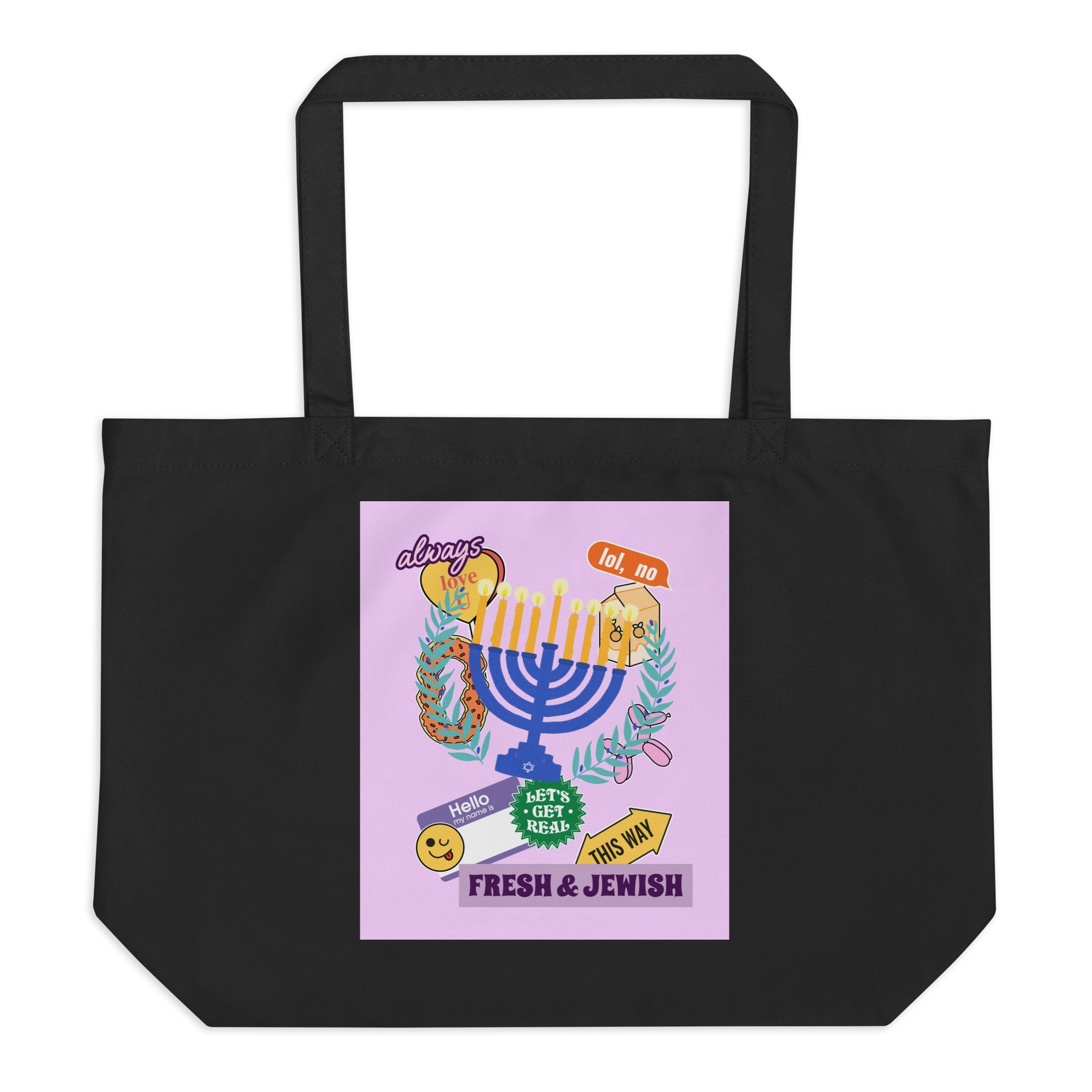 Shop Jewish | Pink | Large Organic Tote Bag Jouparty