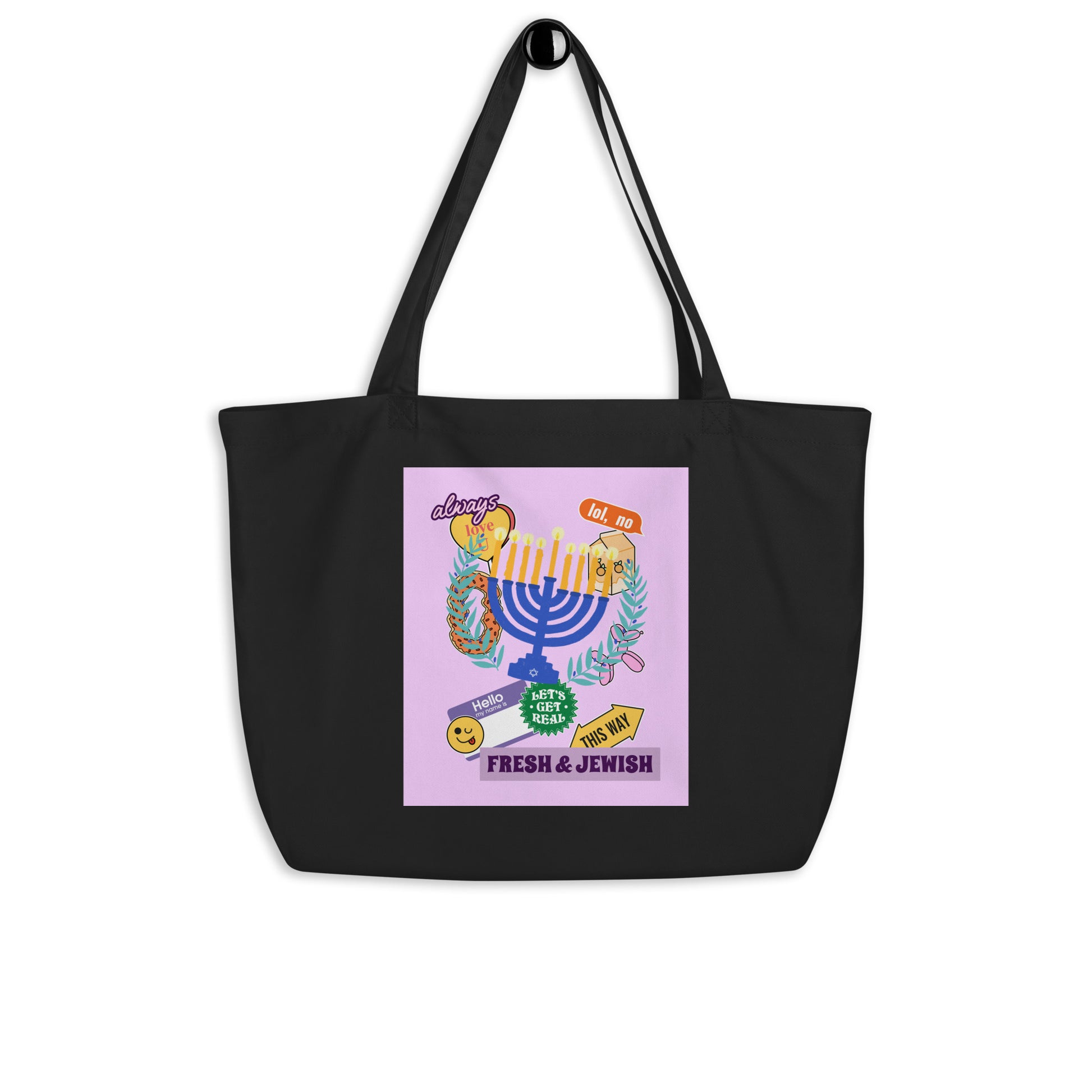 Shop Jewish | Pink | Large Organic Tote Bag Jouparty