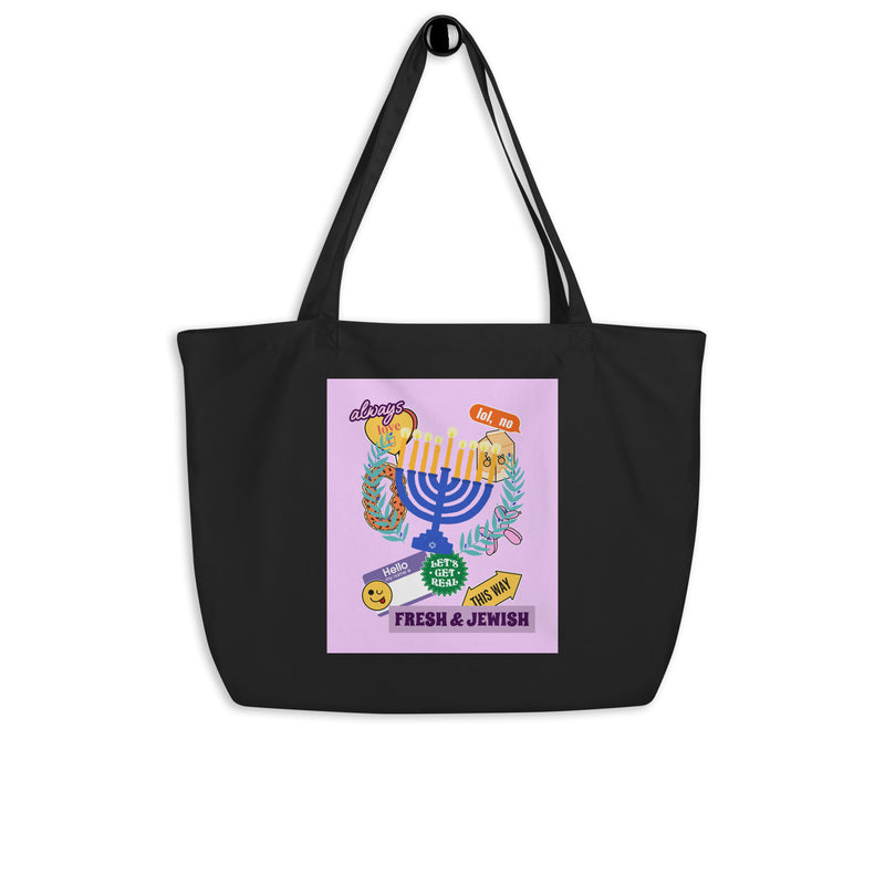Shop Jewish | Pink | Large Organic Tote Bag