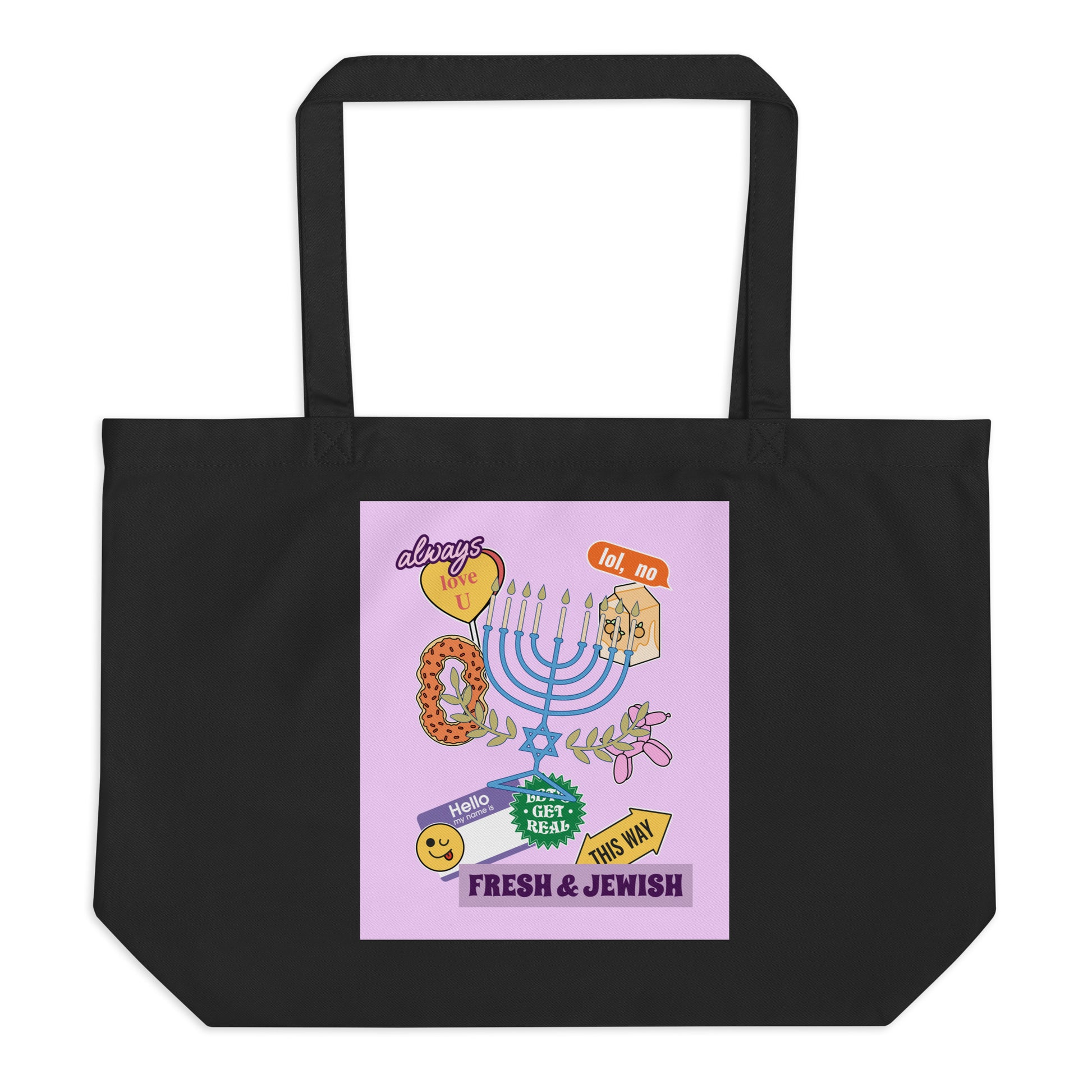 Shop Jewish | Pink | Large Organic Tote Bag Jouparty