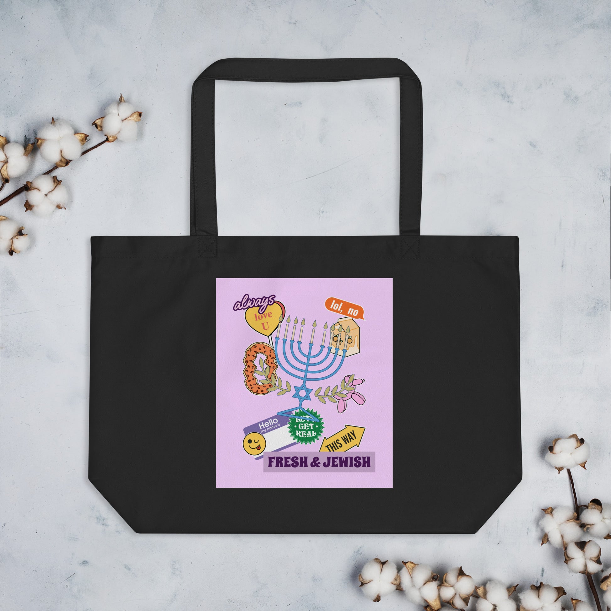 Shop Jewish | Pink | Large Organic Tote Bag Jouparty