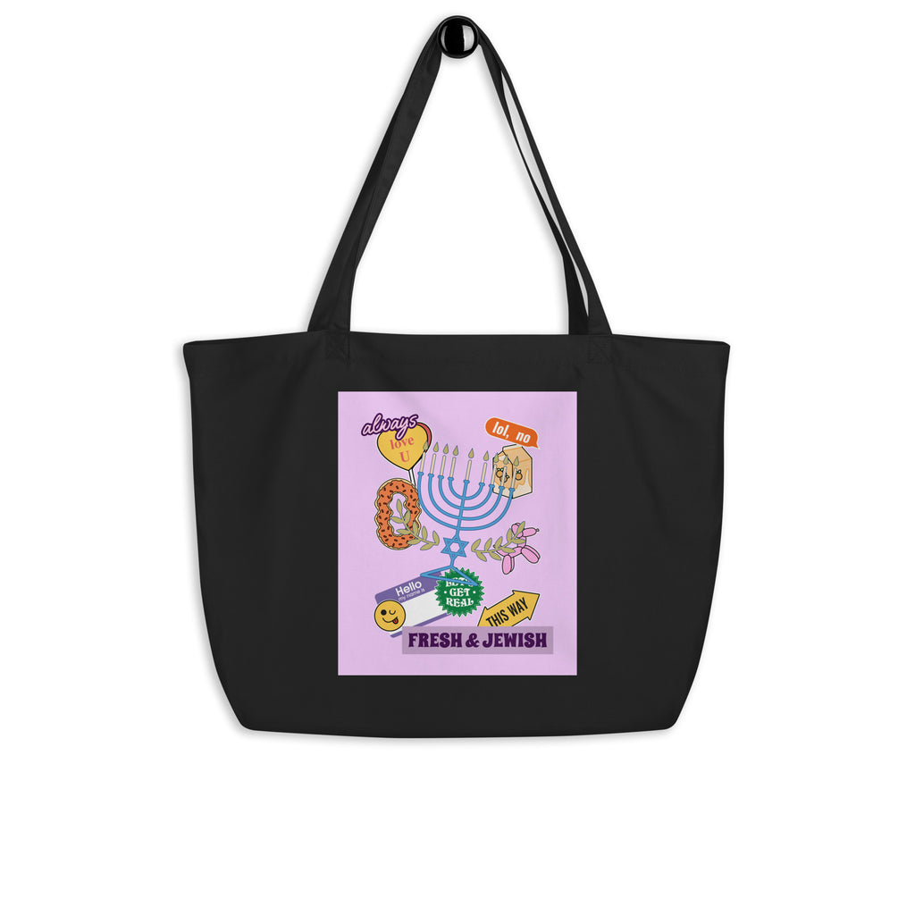 Shop Jewish | Pink | Large Organic Tote Bag Jouparty