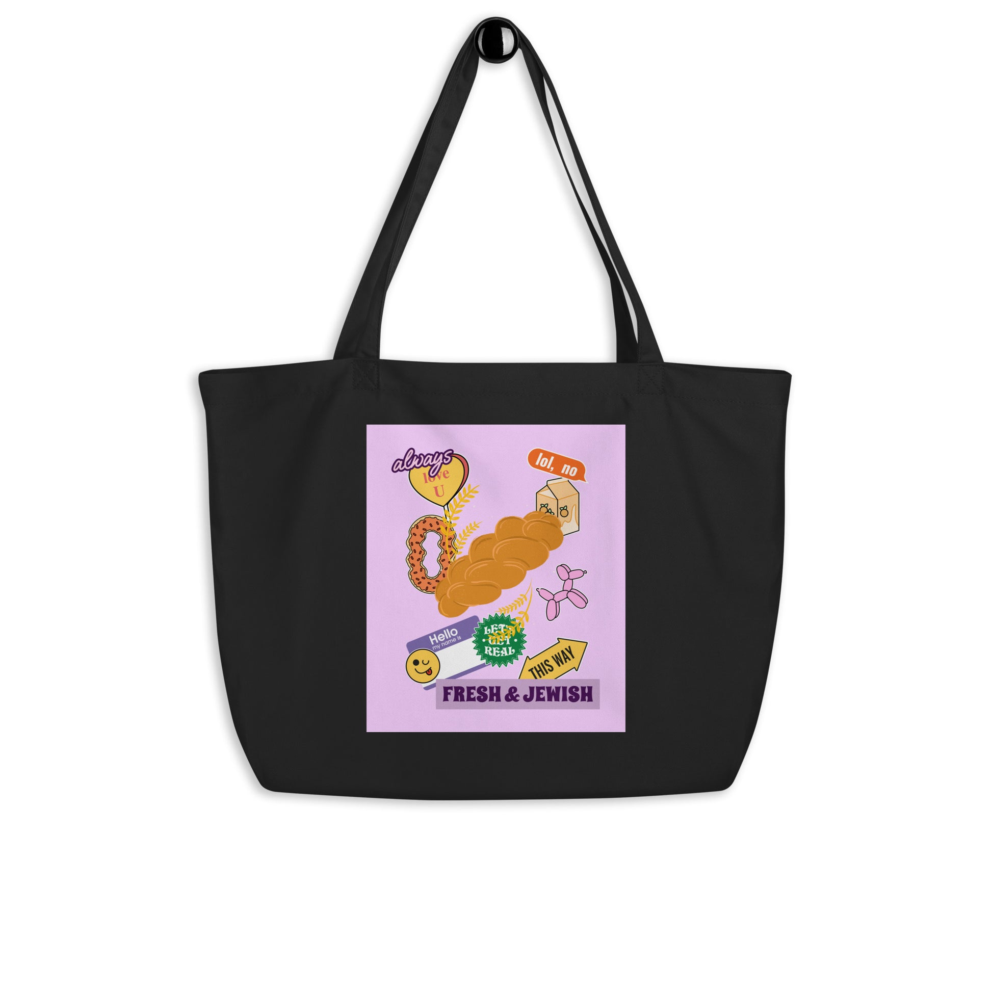 Shop Jewish | Pink | Large Organic Tote Bag Jouparty