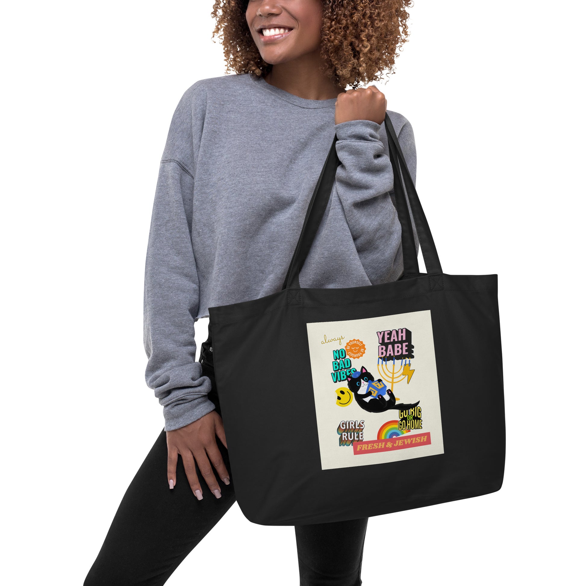 Shop Jewish | Creme | Large Organic Tote Bag Jouparty