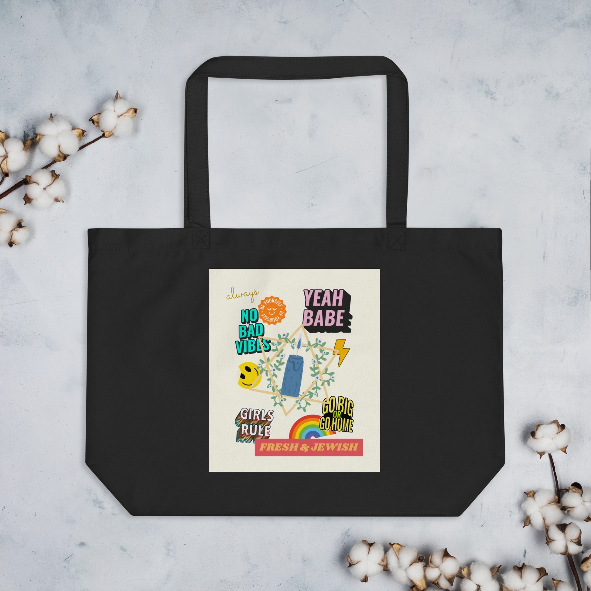 Shop Jewish | Creme | Large Organic Tote Bag Jouparty